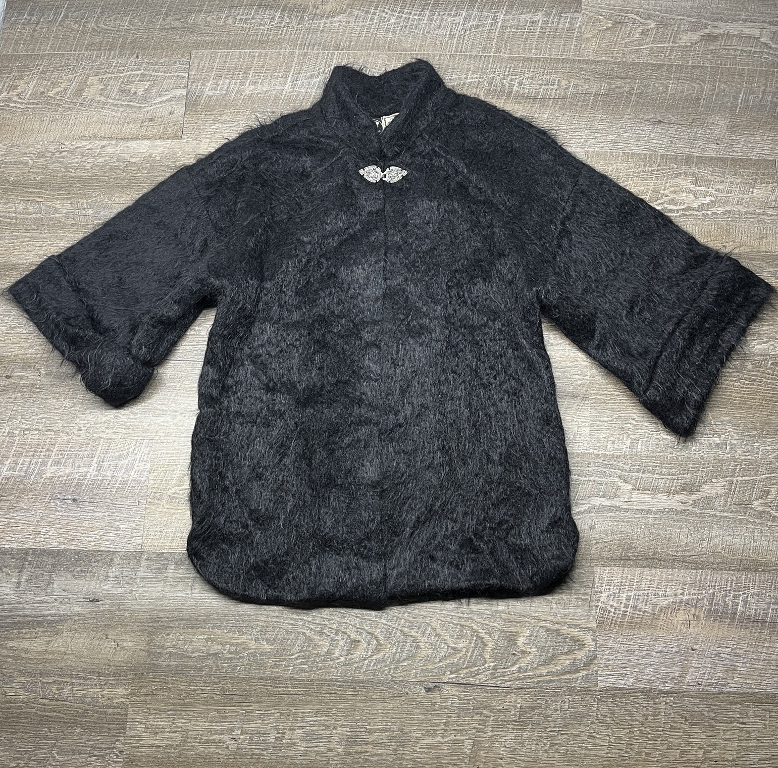 Vintage 60s Andrew Stewart Scottish Mohair Wool Swing Jacket Black size Medium