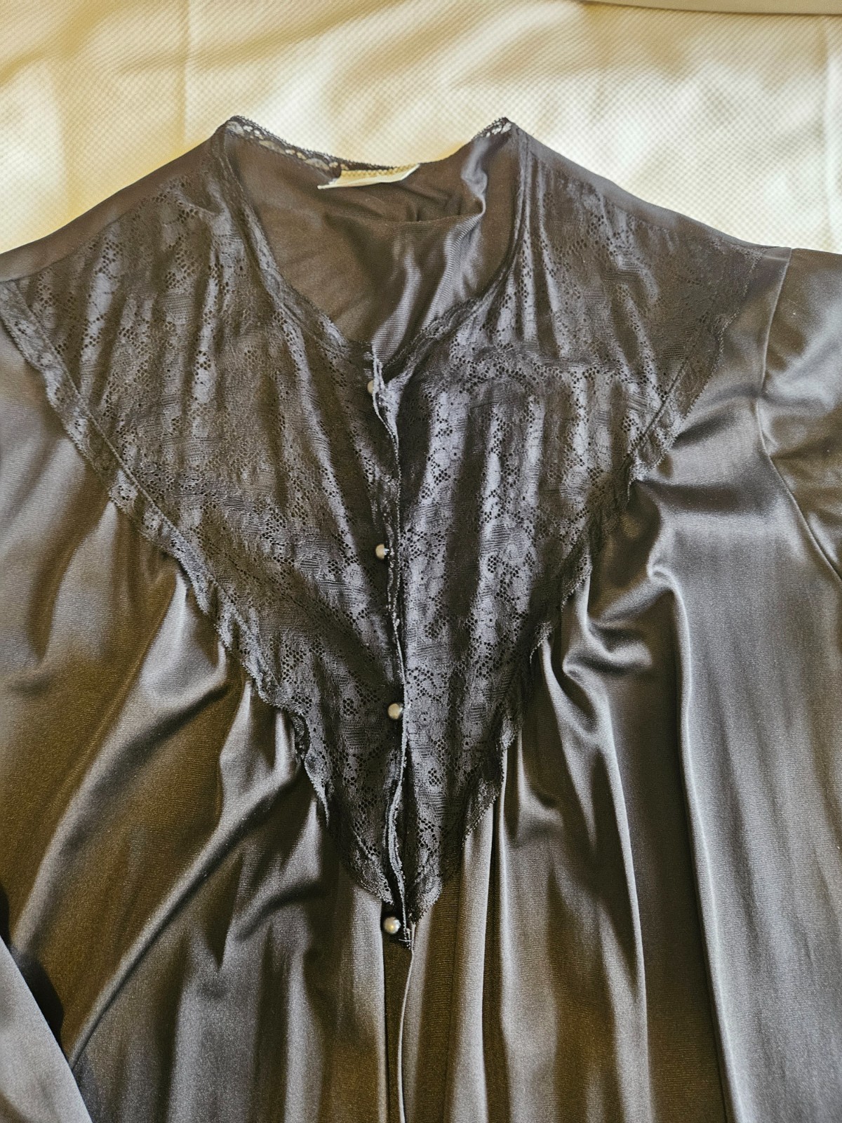 Vtg Jolie Two Women’s Sz LBlack Dressing Sleep Night Gown Patio Robe