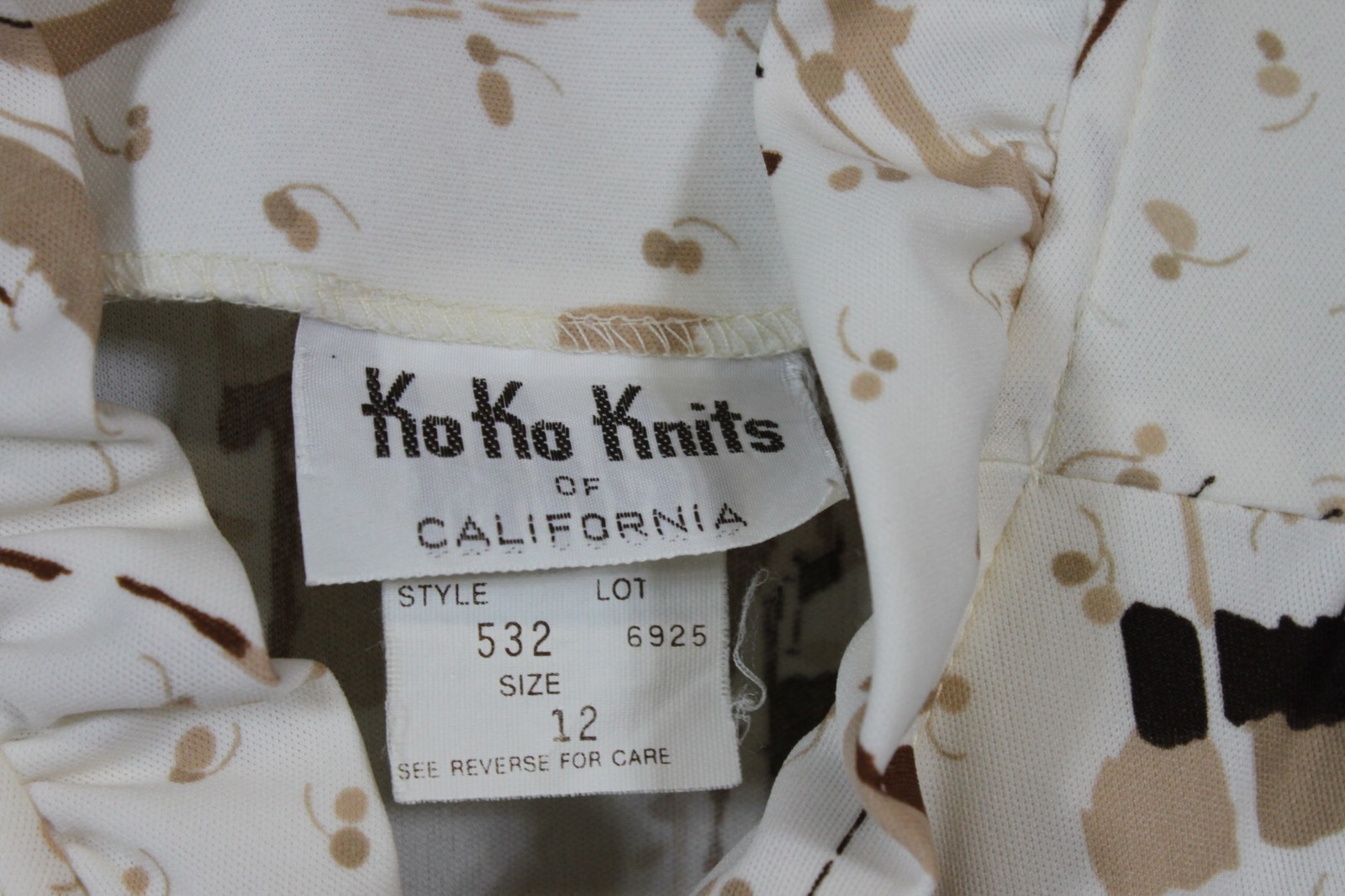 Vtg Ko Ko Knits Shirt Top Blouse Polyester Tie High Neck Grannycore Modest 12