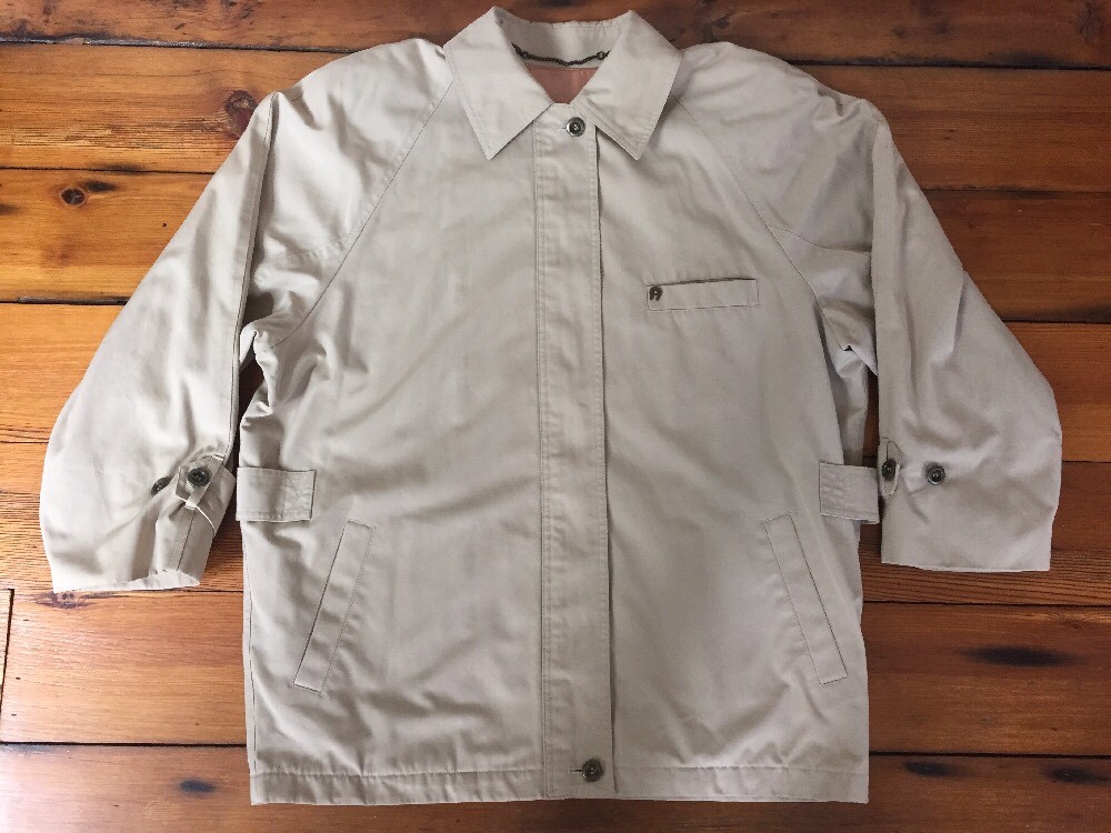 Vtg 80s Etienne Aigner Wool Lined Khaki Cotton Blend Zip Jacket Coat 14 Reg 51″