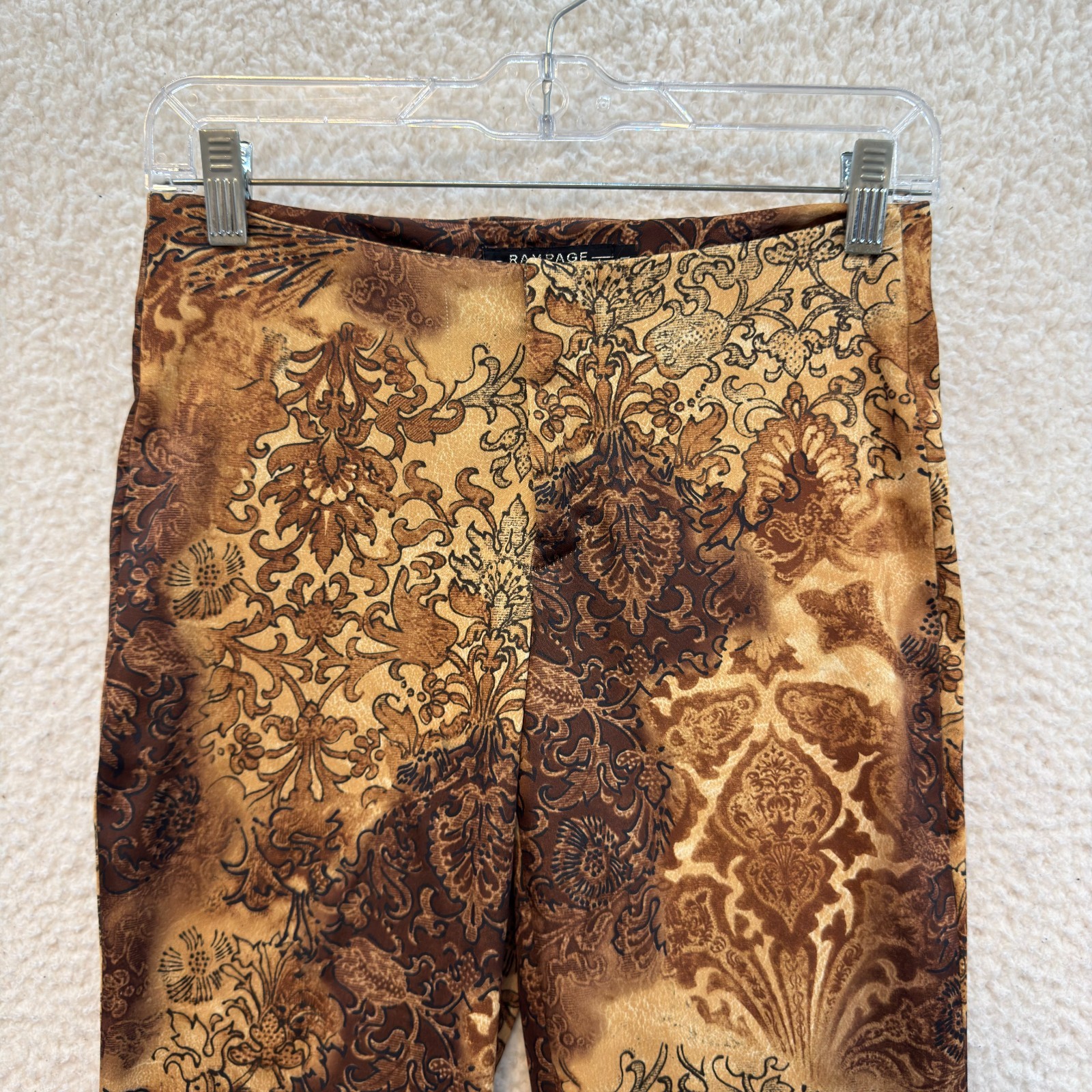 90s Y2K Vintage Bootcut Flare Pants 4 26 Brown Pattern 70s Boho Hippie Festival