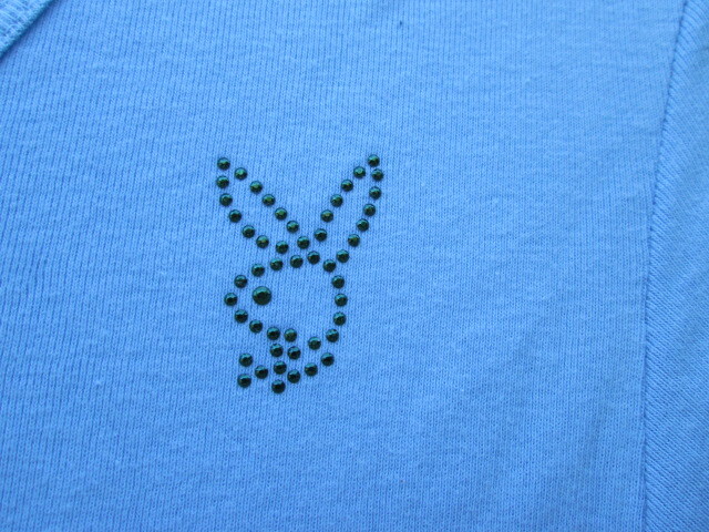 VINTAGE PLAYBOY RABBIT ACTIVEWEAR S/M BLUE GUNMETAL GREEN LOGO LICENSED NEW