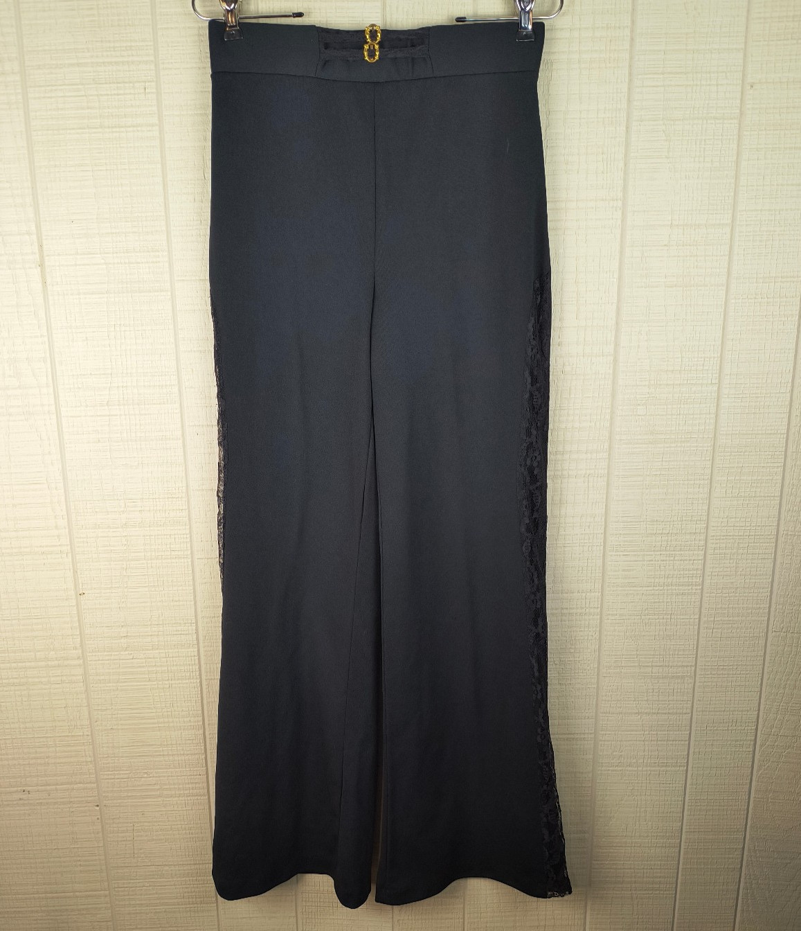 Vintage 70s Frederick’s of Hollywood Flare Leg Pants Disco Lace Black