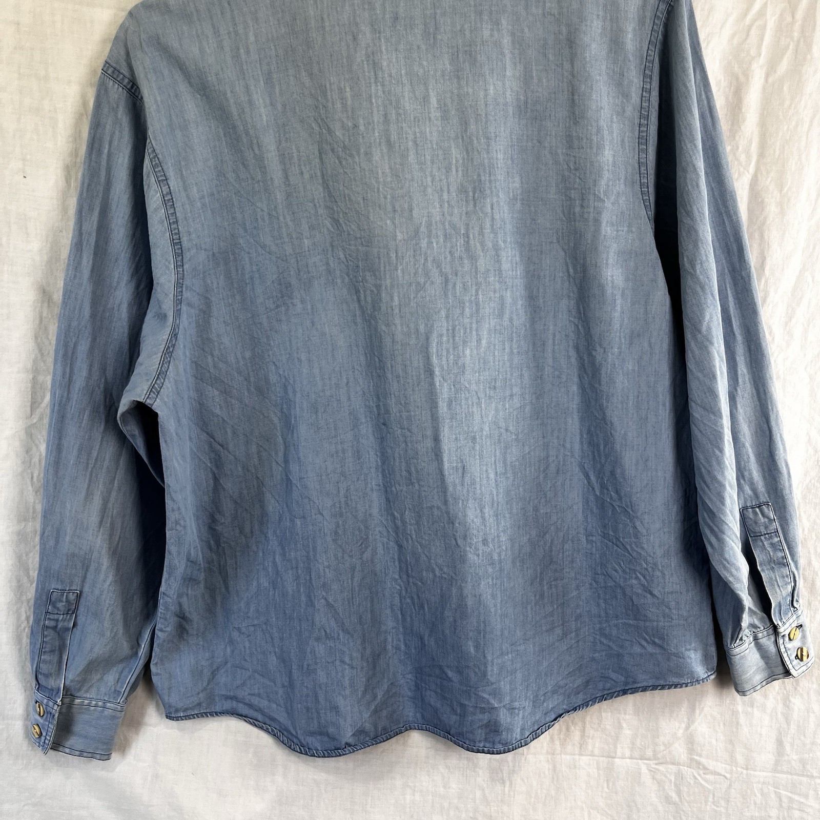 Hammerschmid Vintage Chambray Shirt Womens Size 40 German Cotton Embroidered
