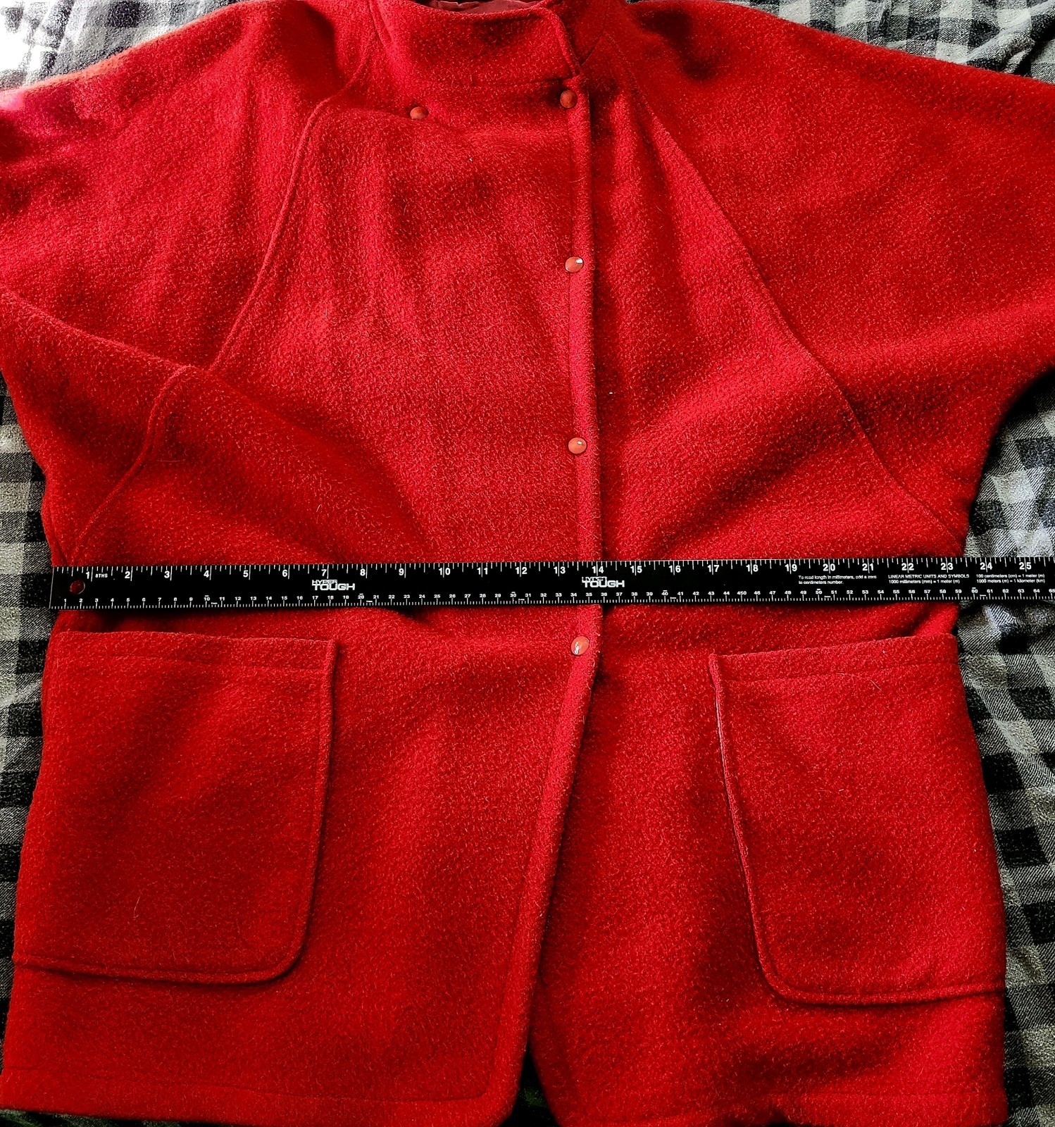 Vintage Women’s Red Wool Blend Coat Jacket Size M EU 40 Snap Front Germany