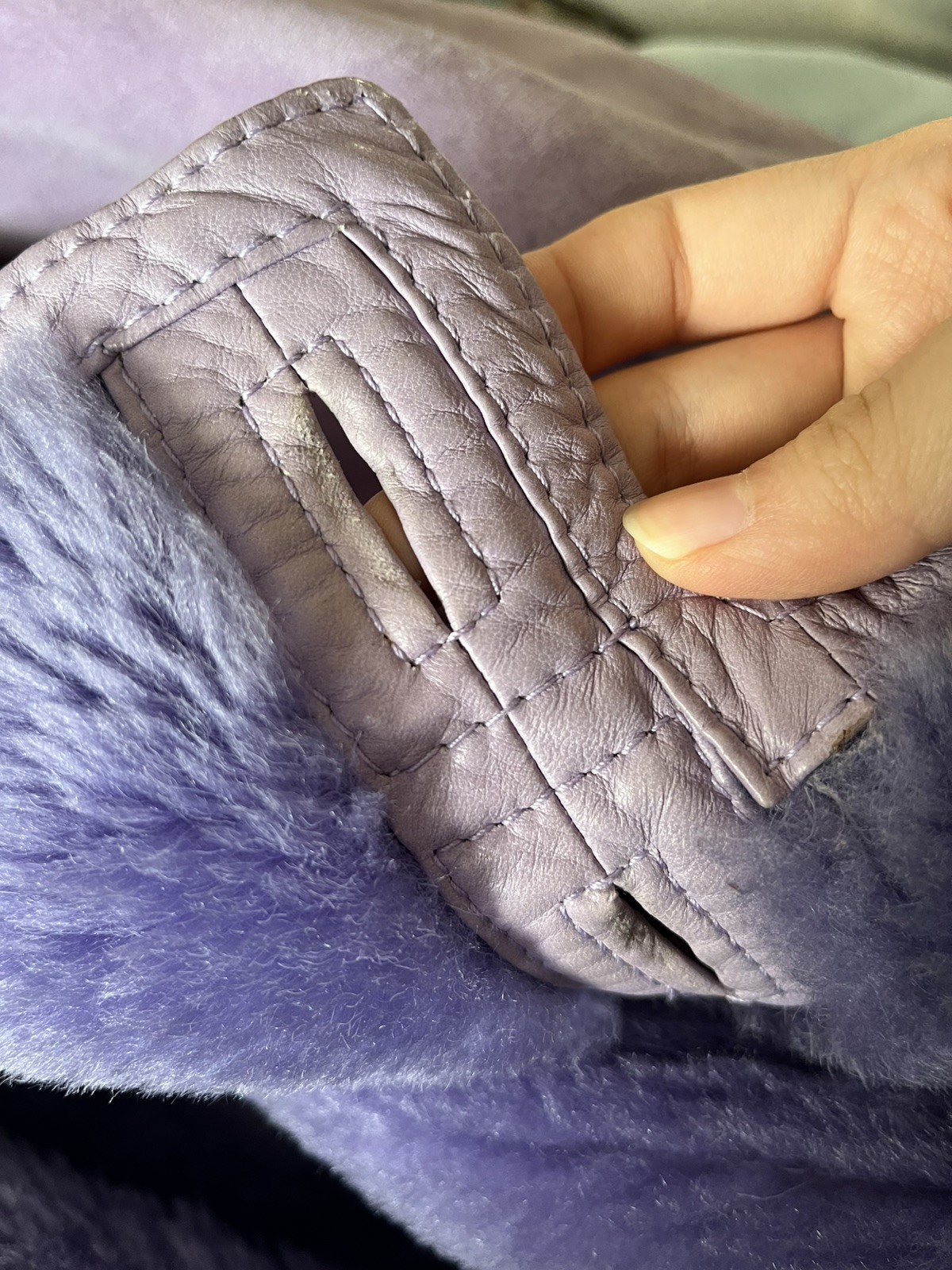 Vintage GIANNI VERSACE Purple Leather & Faux Fur Oversized Long Coat, Signed