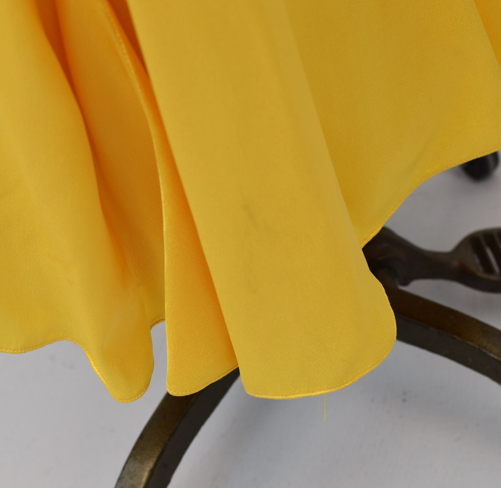 Vintage 1970s Oscar de la Renta Yellow Bow Rhinestone Belt Party Dress Gown