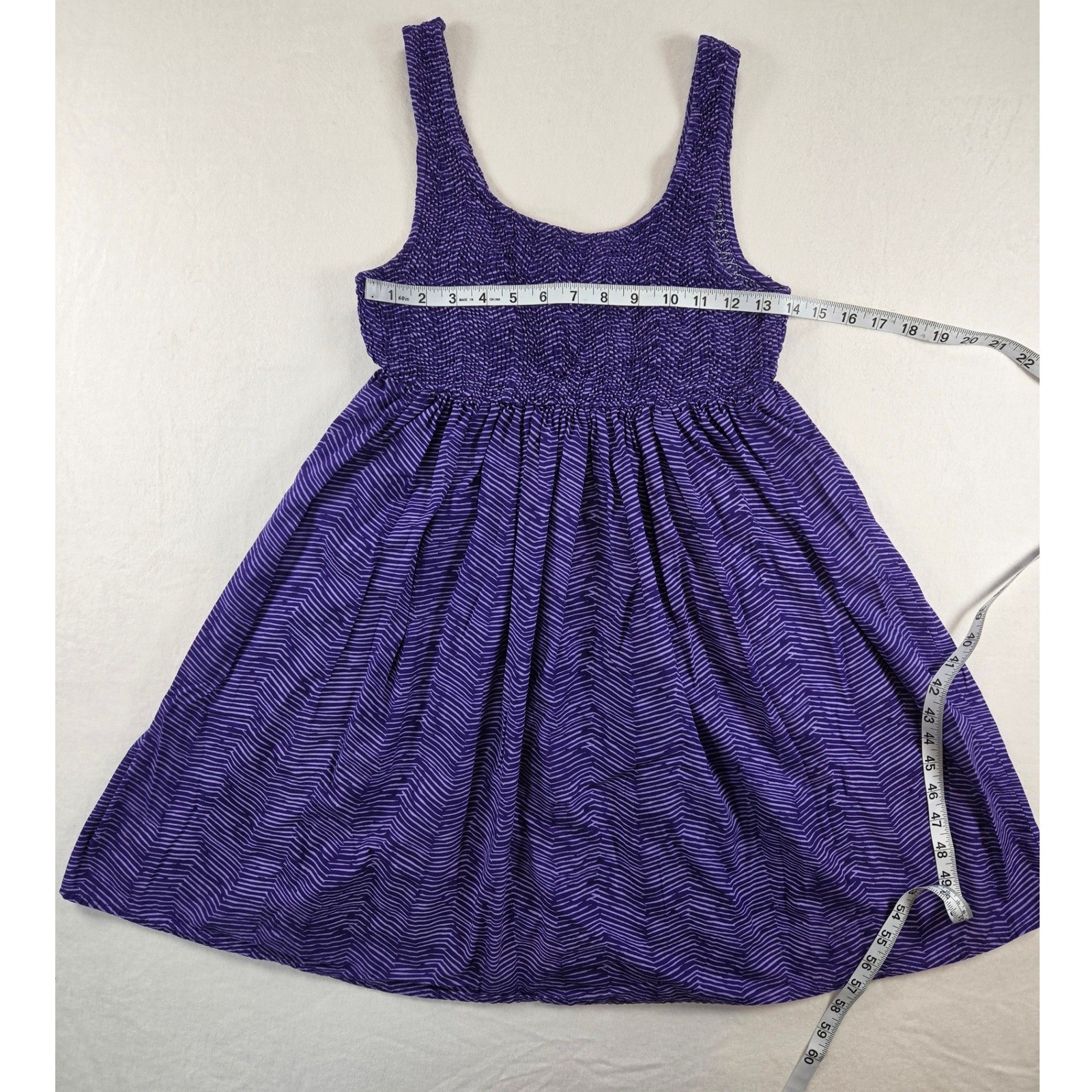 Ocean Pacific Women Purple Potion Smocked Mini Sun Dress SZ 11 / 13 Baby Doll