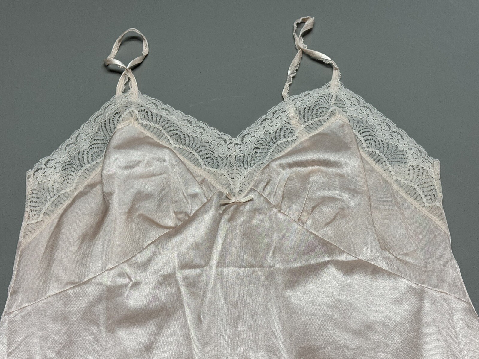 Vtg Warners Nylon Slip Nightgown Size 36 Filigree Lace Pastel Pink Whimsical