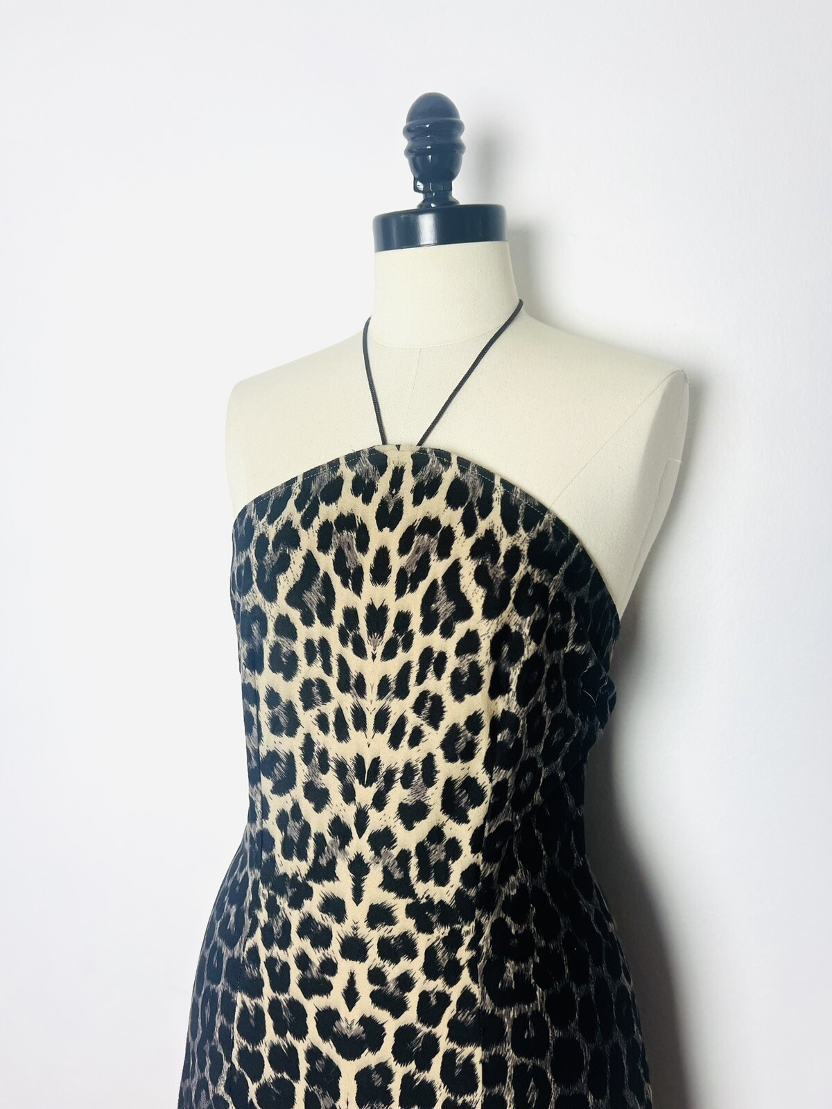 LEOPARD Animal Print 90s 1990’s Does 50s 50’s Vintage Sawtooth Halter Dress XS S