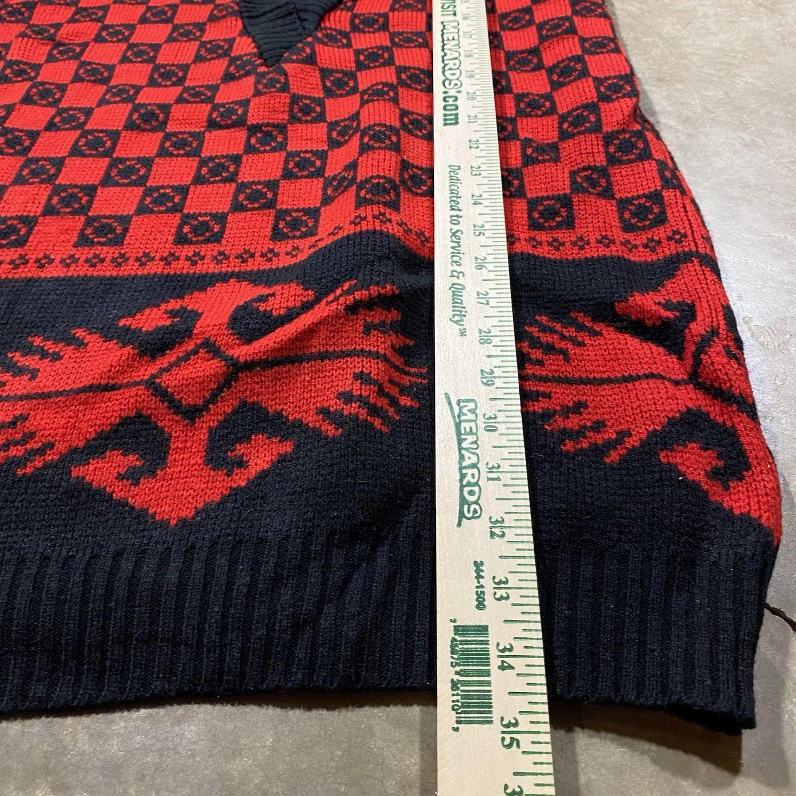 Vintage 80s Dressy Tessy Sweater Dress S Red Black Geometric Knit Taiwan ROC