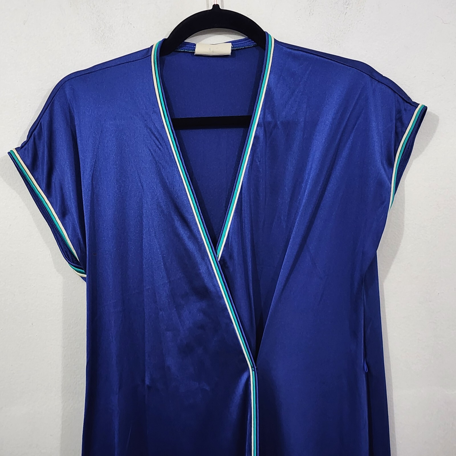 Women’s Vintage 70s XS/S Misses JC Penney Nylon Royal Blue Teal White Piping Cap