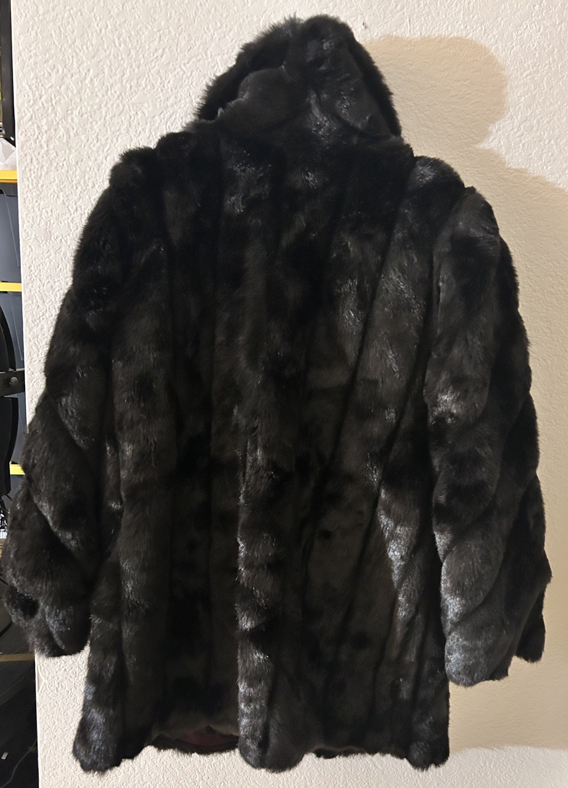 Y2K Vintage 90S Monterey Fashions Black Faux Fur Coat / Jacket SZ 16 Retro