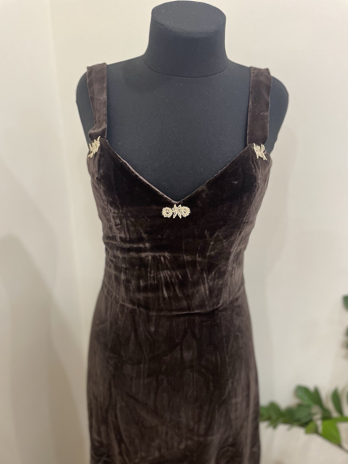 John Charles of London Vintage Velvet Dress Long Brown Evening Gown