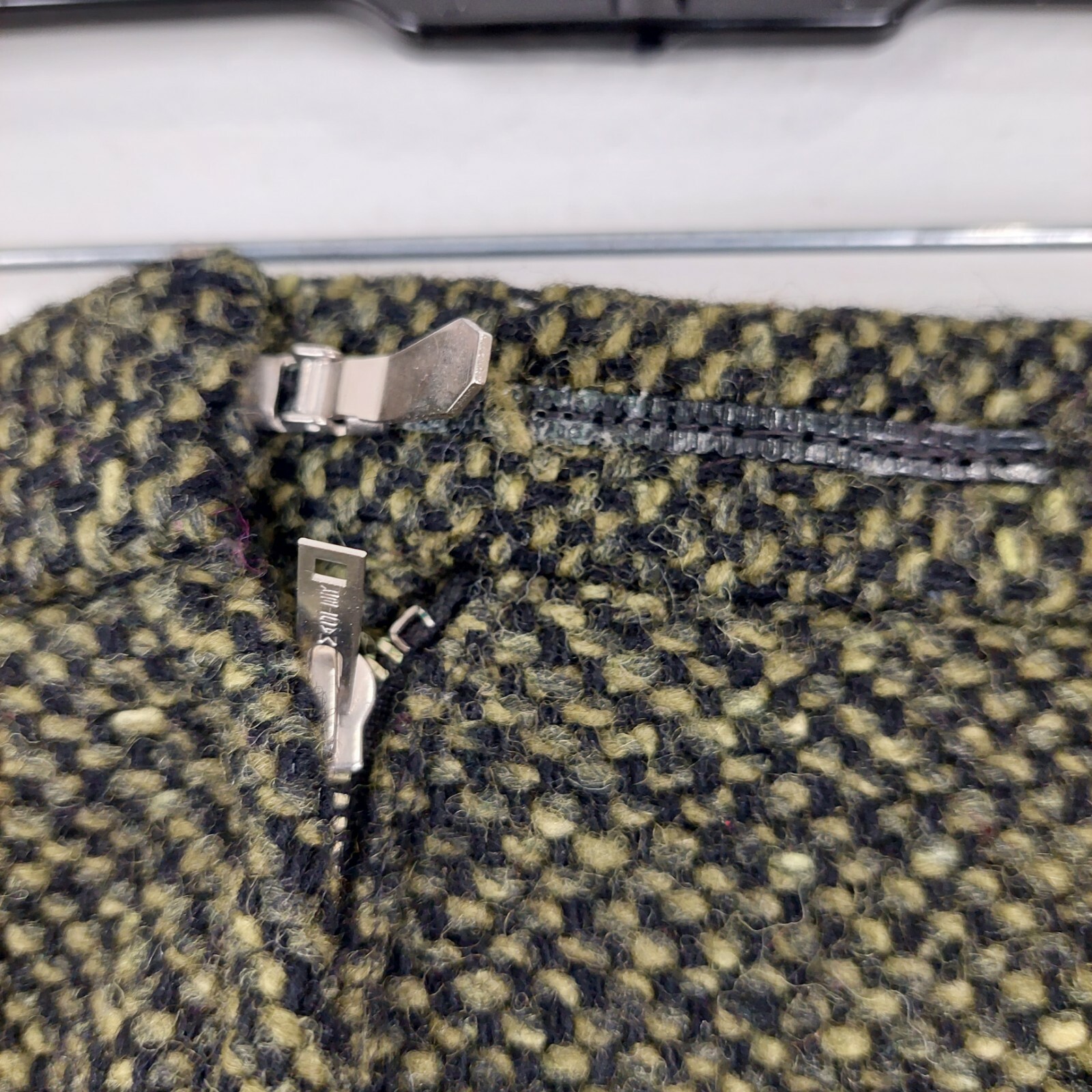 Vintage 1960’s Size 6 Waist 24″ Army Green 100% New Wool Zipper Pleated Skirt