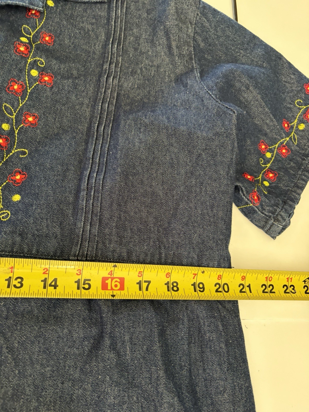 ANNA MAXWELL VINTAGE DENIM SHIRT DRESS SZ 1X EMBROIDERED BOHO MIDI JEAN DRESS