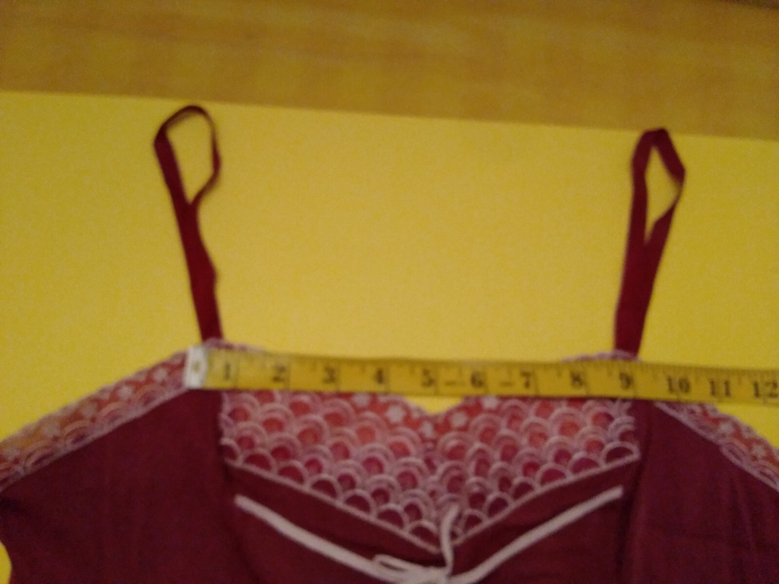 Vintage Full Slip Dress Chemise European Raspberry Embroidery Detail SZ M