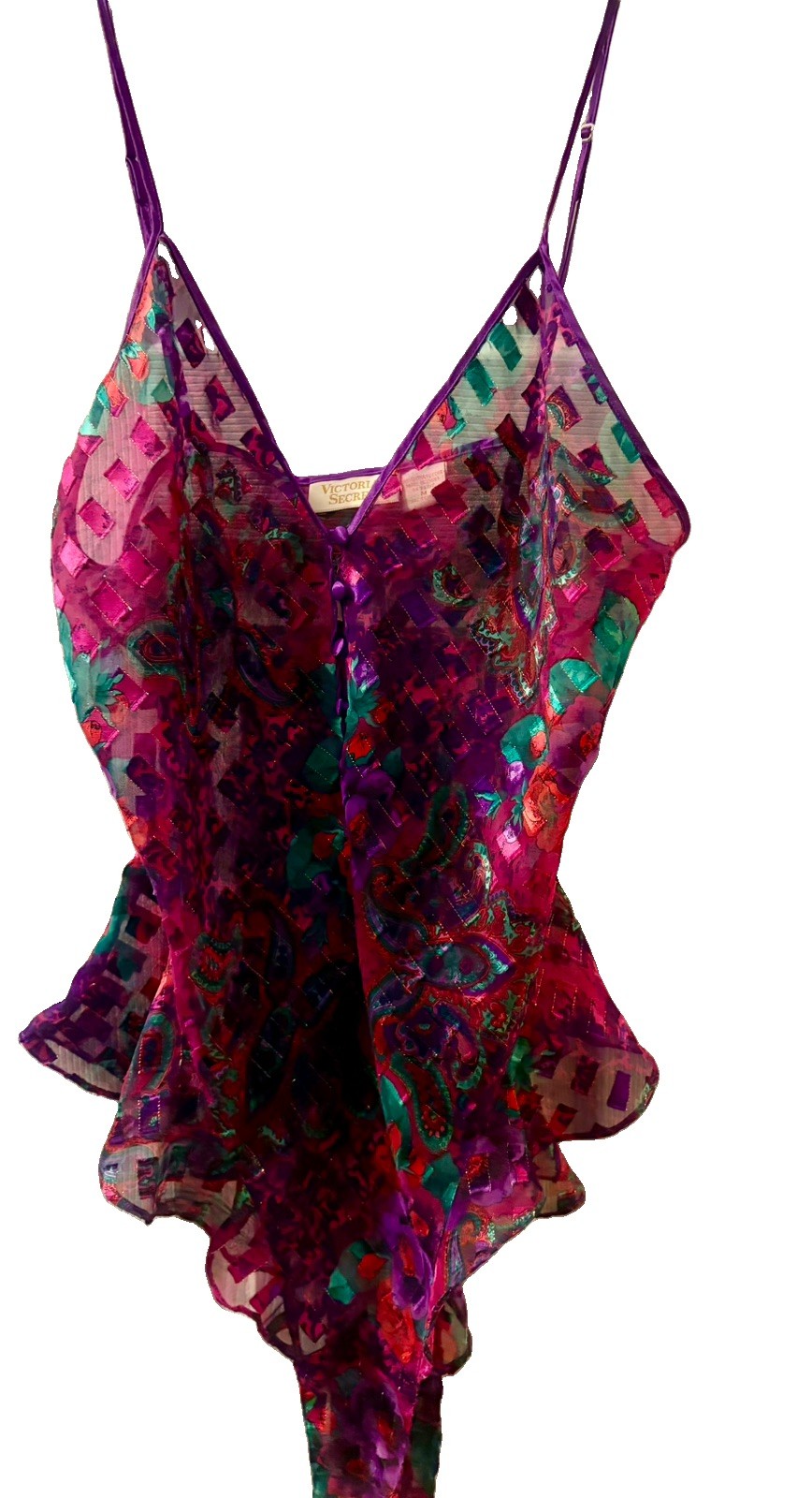 VNTG Victoria’s Secret Gold Label Teddy Bodysuit Romper Flutter Style Medium