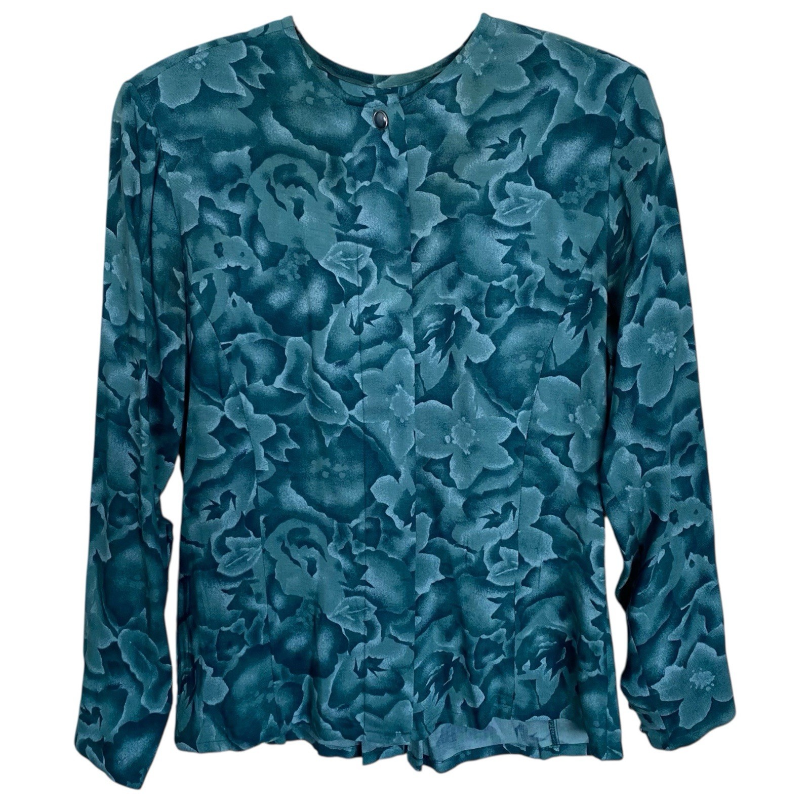 Vintage Pendleton Blouse Women’s 6 Teal Blue Floral Miss Sophisticates 1960s