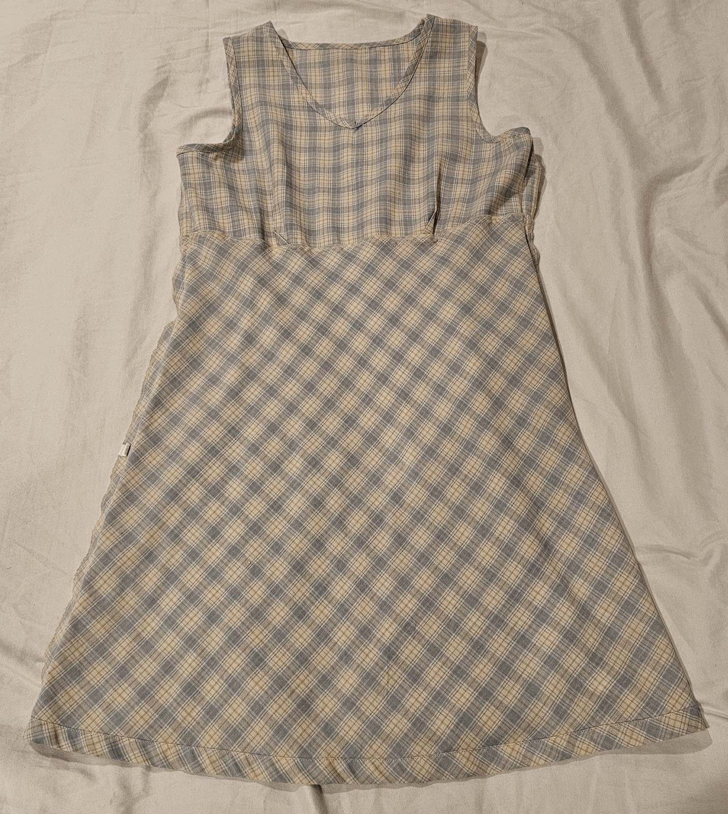 VTG 90s Xhilaration Dress NEW Plaid Blue Yellow Size M Short NWT COTTAGE PRAIRIE