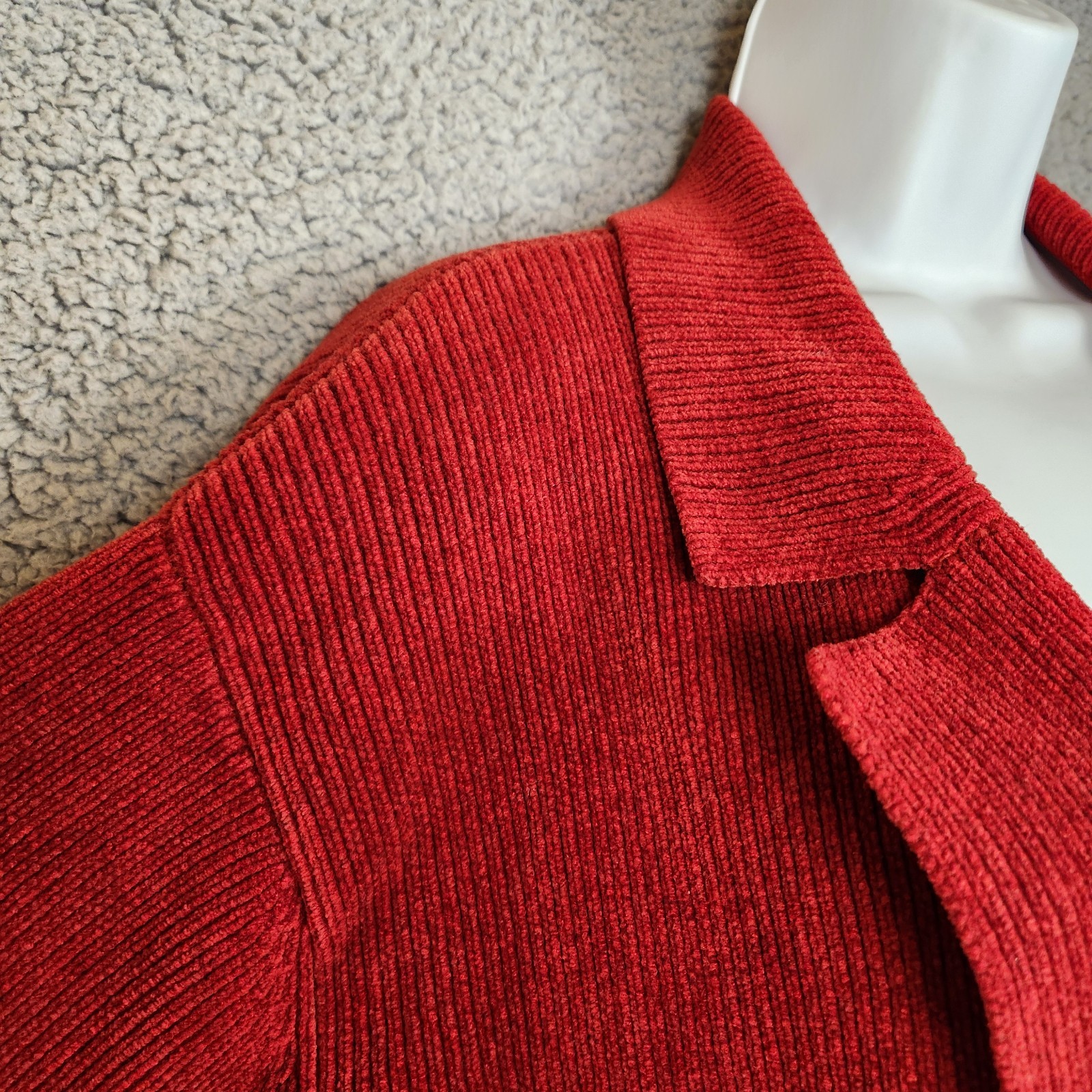Vintage 80s Ralph Lauren Women’s Large Cardigan Sweater Blazer Red Crest Pockets
