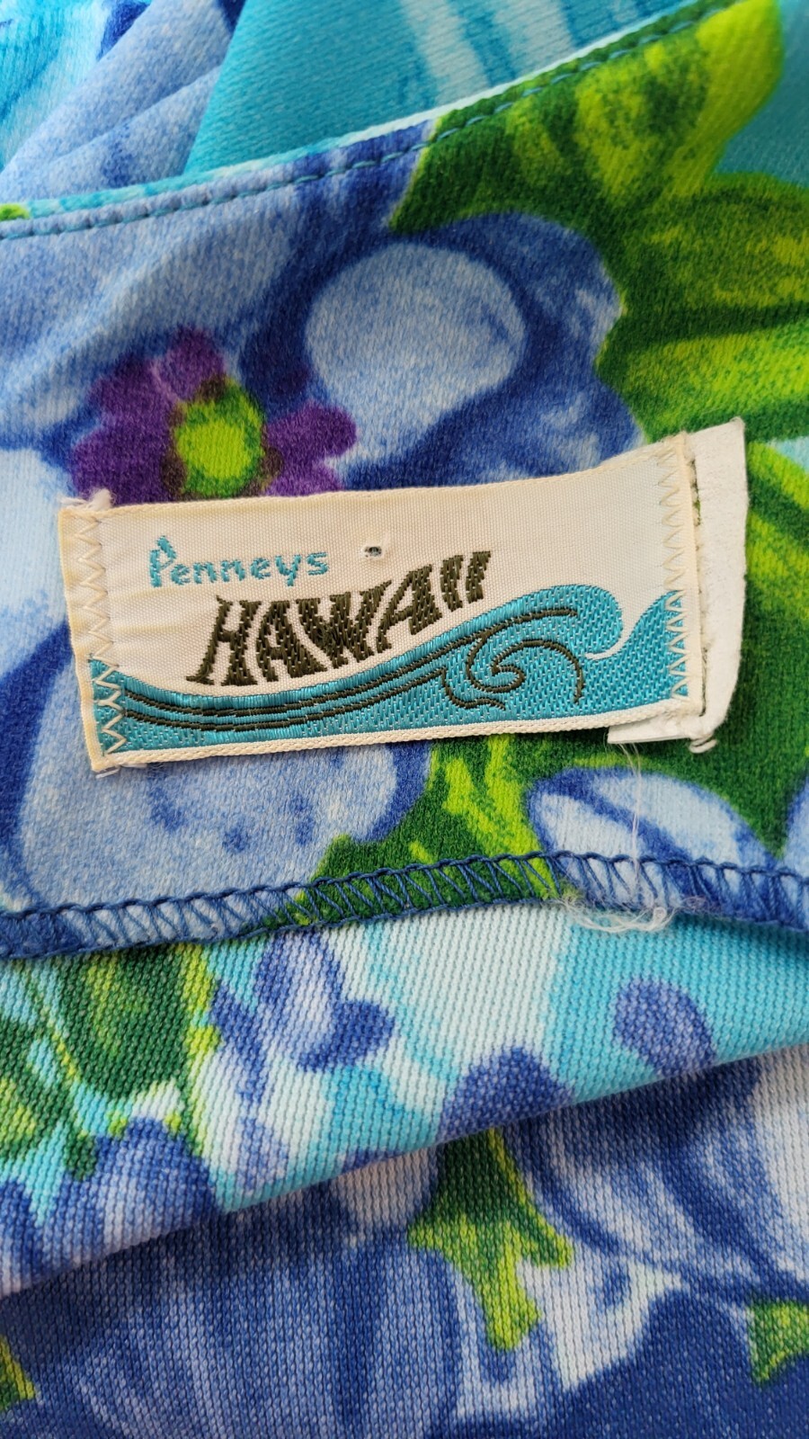 Vintage 60/70s PENNEYS HAWAII Bright Blue Floral Maxi Dress – Size S – EUC