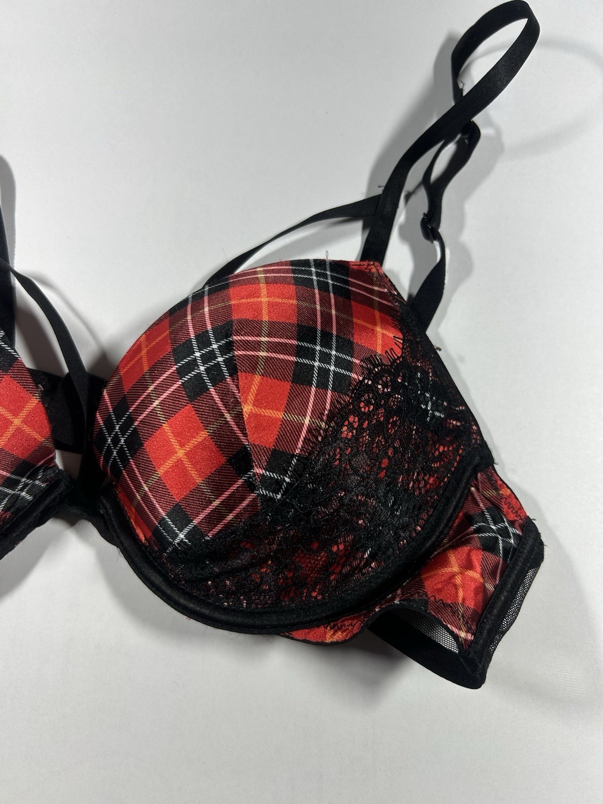 Victoria’s Secret Plaid Very Sexy Push Up Bombshell Bra (Size 34B) Uk Club Girl