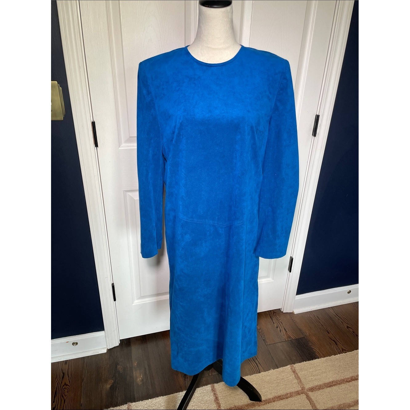 Vtg Count Romi LTD Ultrasuede Dress 80s Cobalt Royal Blue Midi Size 10
