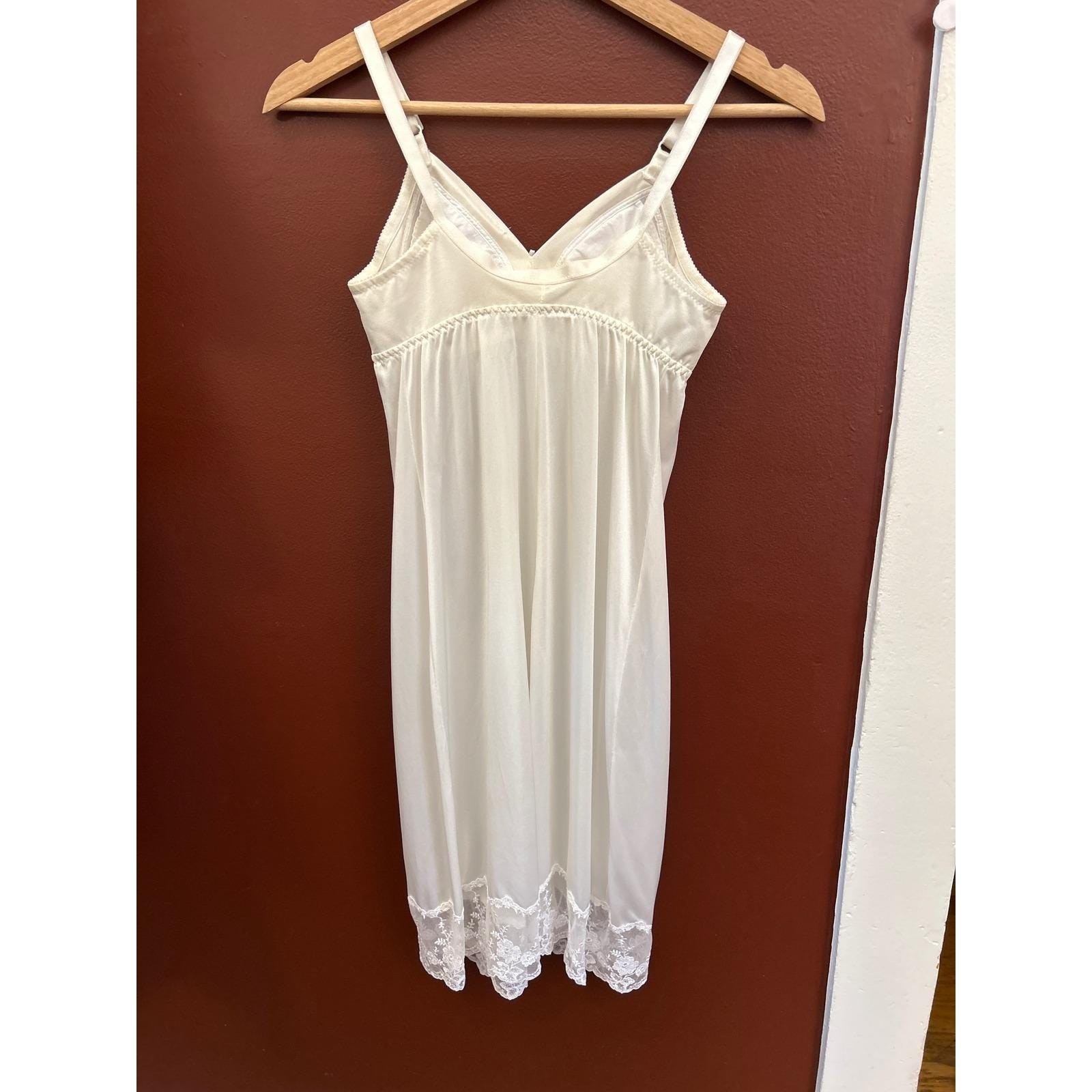 Vintage Japanese Built in Bra Full Slip Dress Coquette Romantic Cottagecore Lace