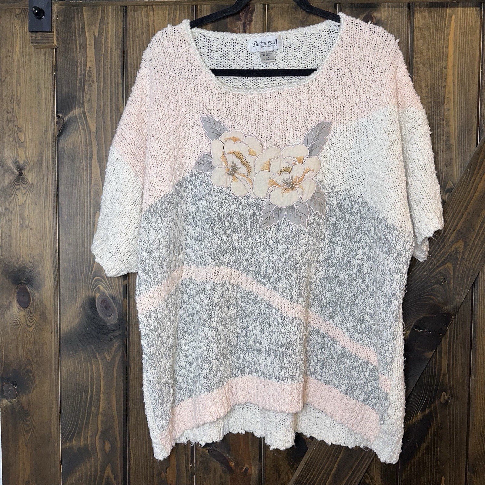 VTG Partners by Mervyn’s Floral Knit Cottagcore Boucle Sweater Plus Size 2X