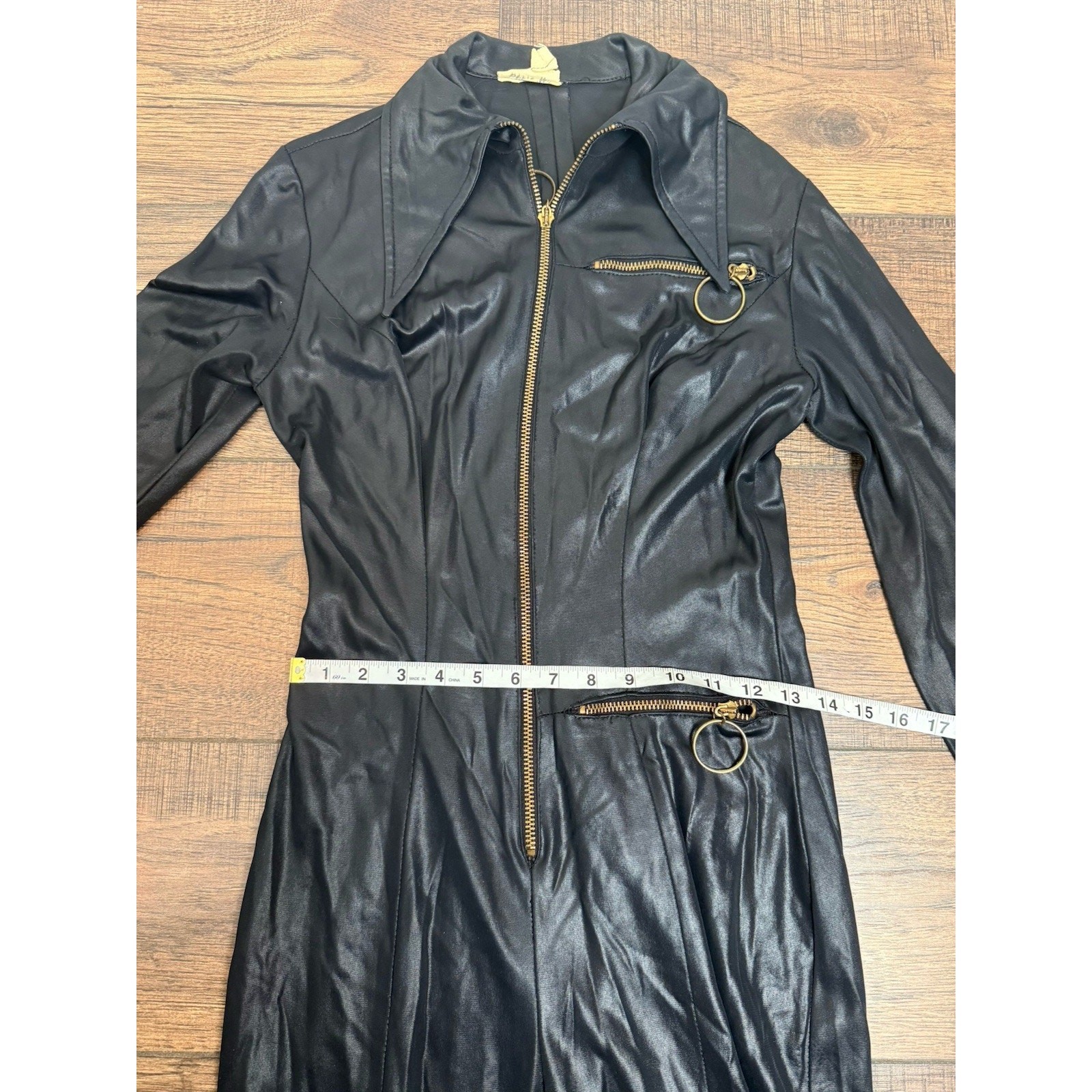 Vintage New Leaf California Black Jumpsuit Disco Jumpsuit Gold Zipper Sexy 70’s