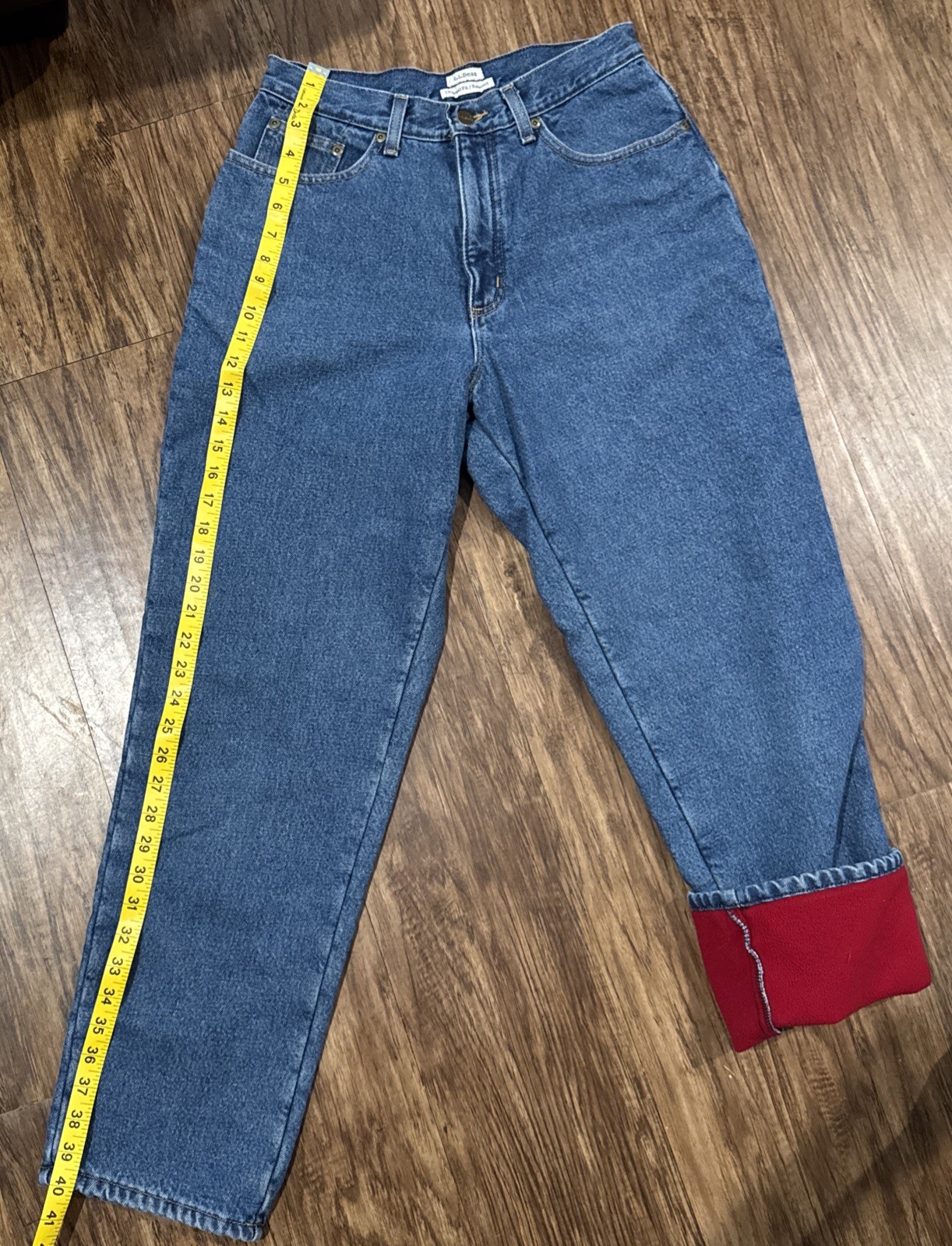Vintage LL Bean Fleece Lined Jeans Size 8 Reg Relaxed Fit Medium Wash