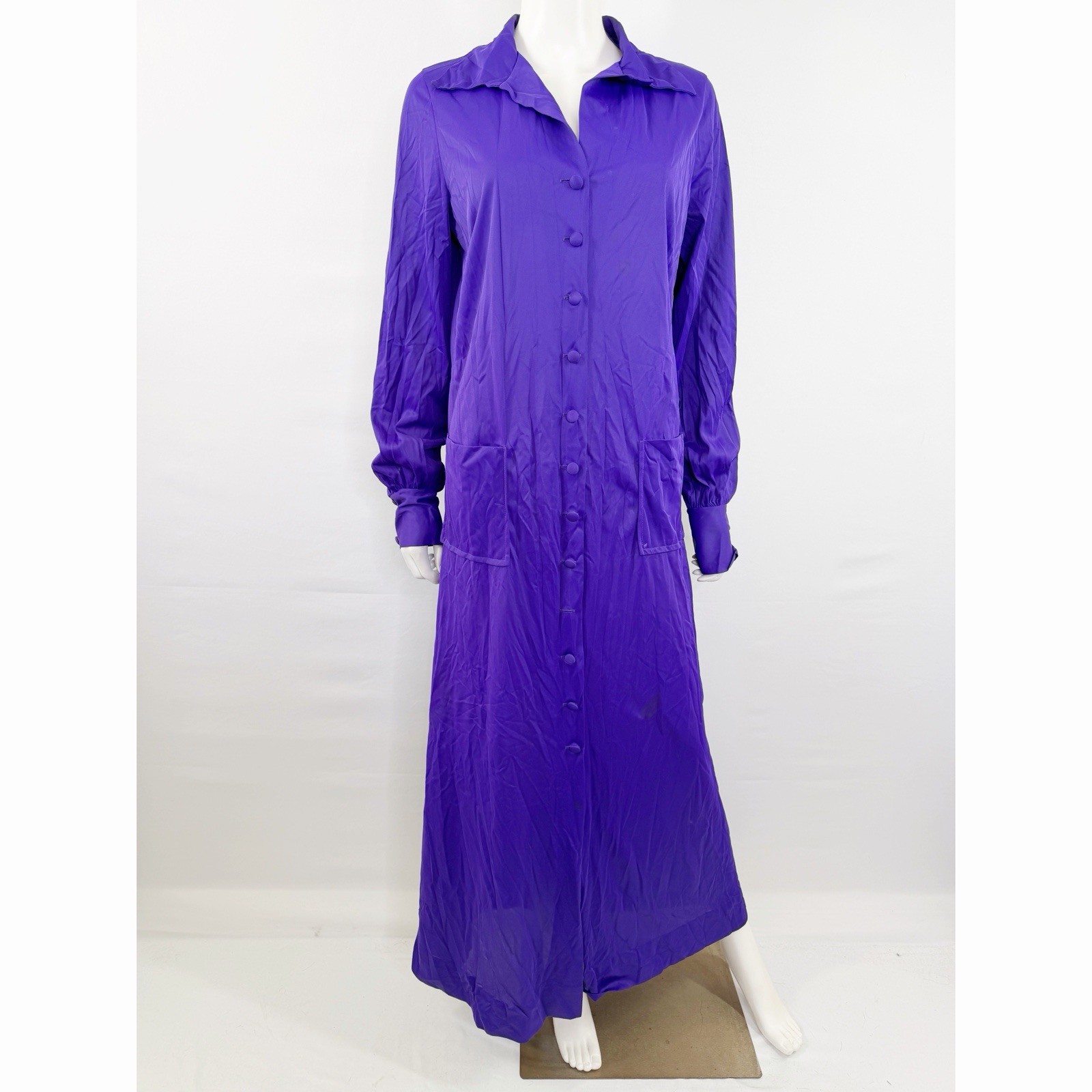 Vintage Le Voy’s Purple Shirt Maxi Dress Size M Casual Modest Classic Collared