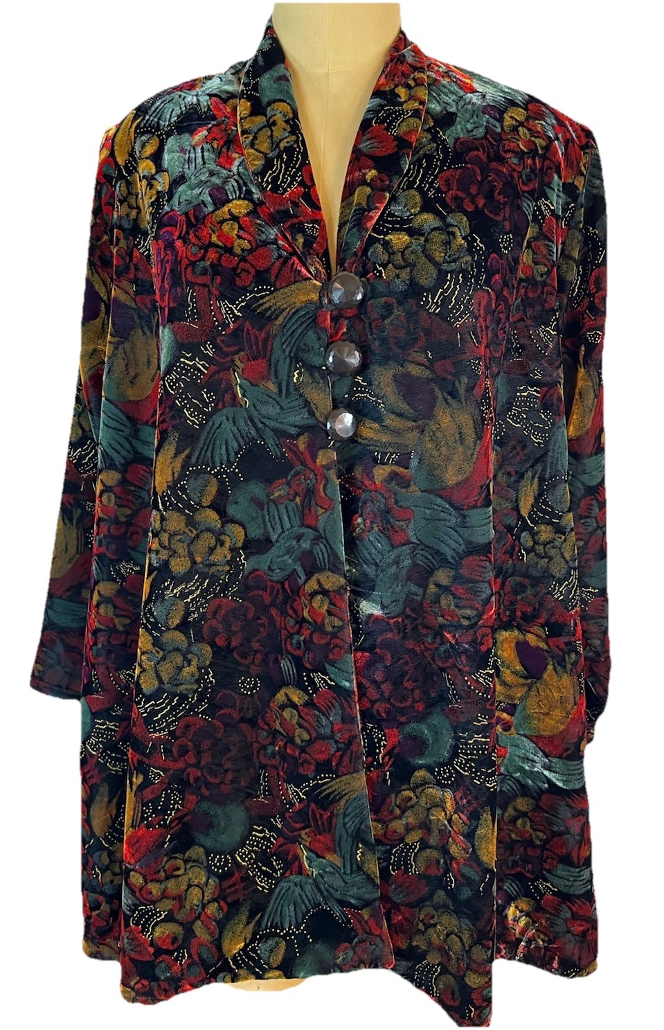 Vintage 80’s AC Sport Women Artsy Bold Velvet Padded Shoulder Swing Coat 16
