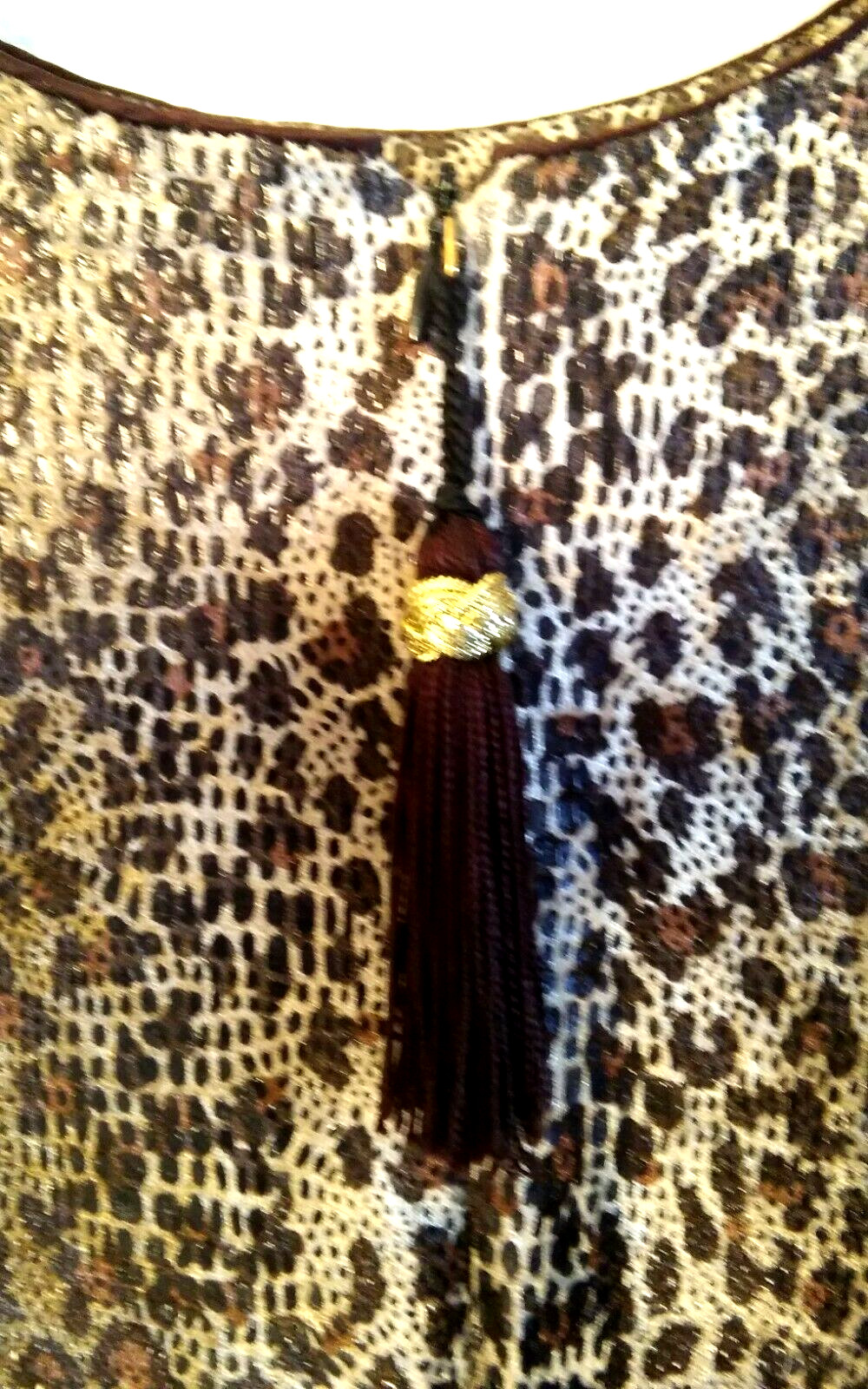 Ruth Norman Vintage Size S Leopard Caftan Housecoat Loungewear Robe zip tassle