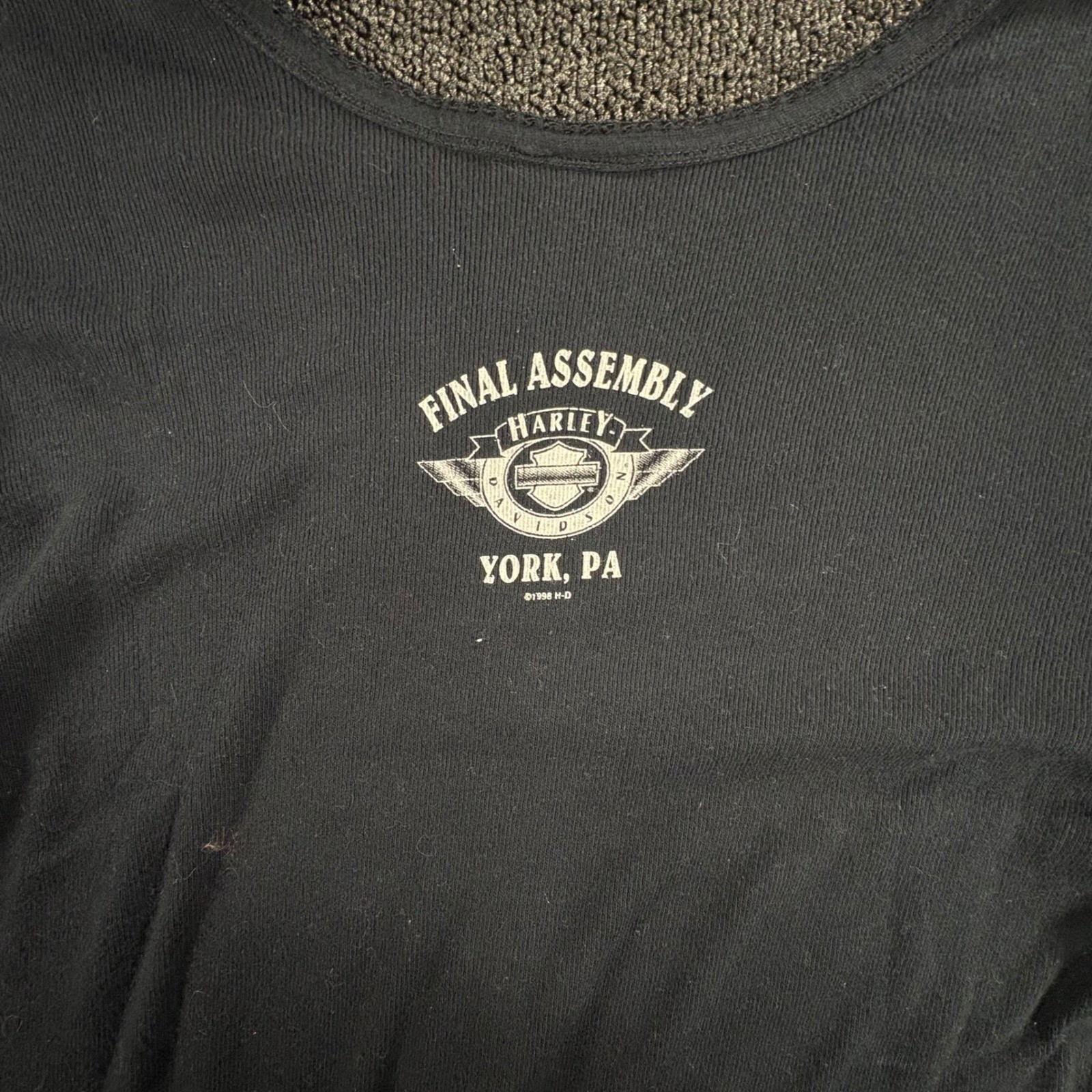Vintage Harley Davidson Long Sleeve Shirt Womens M Black Teal York PA 1998