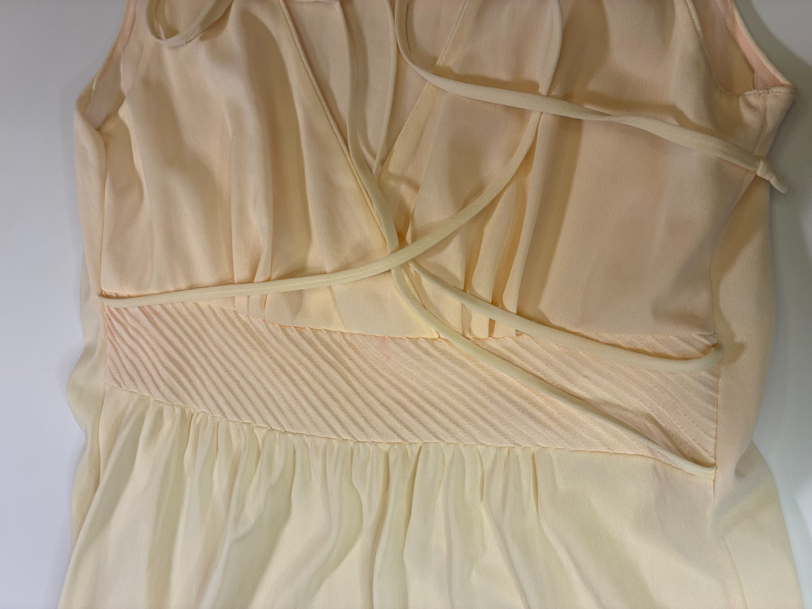 Vintage MISS ELAINE LONG GRECIAN NIGHTGOWN Small IVORY BLUSH Goddess Siren READ