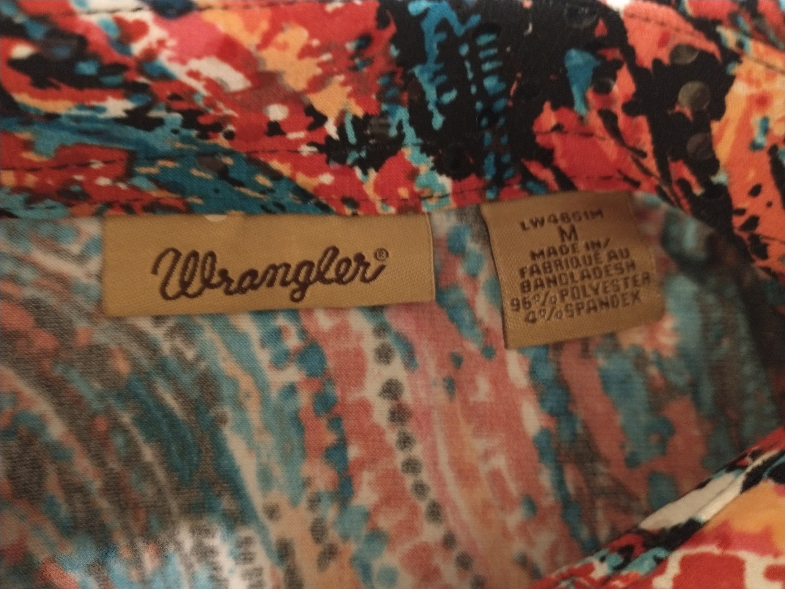 Wrangler Western Pearl Snap Shirt Womens M Cowgirl Rodeo Retro Boho Vintage Y2K
