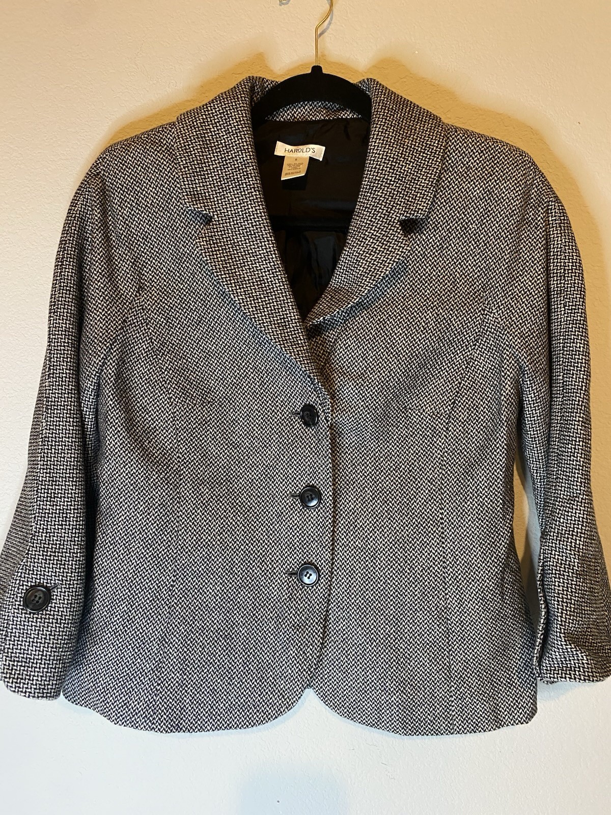 Harold’s Womens Blazer Tweed Size 6 Old Money Dark Academia Library Core