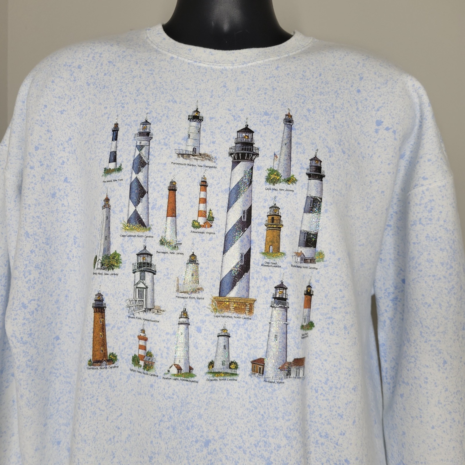 Vintage Hanes East Coast Lighthouses Women’s Crewneck Color Splash Sweatshirt XL