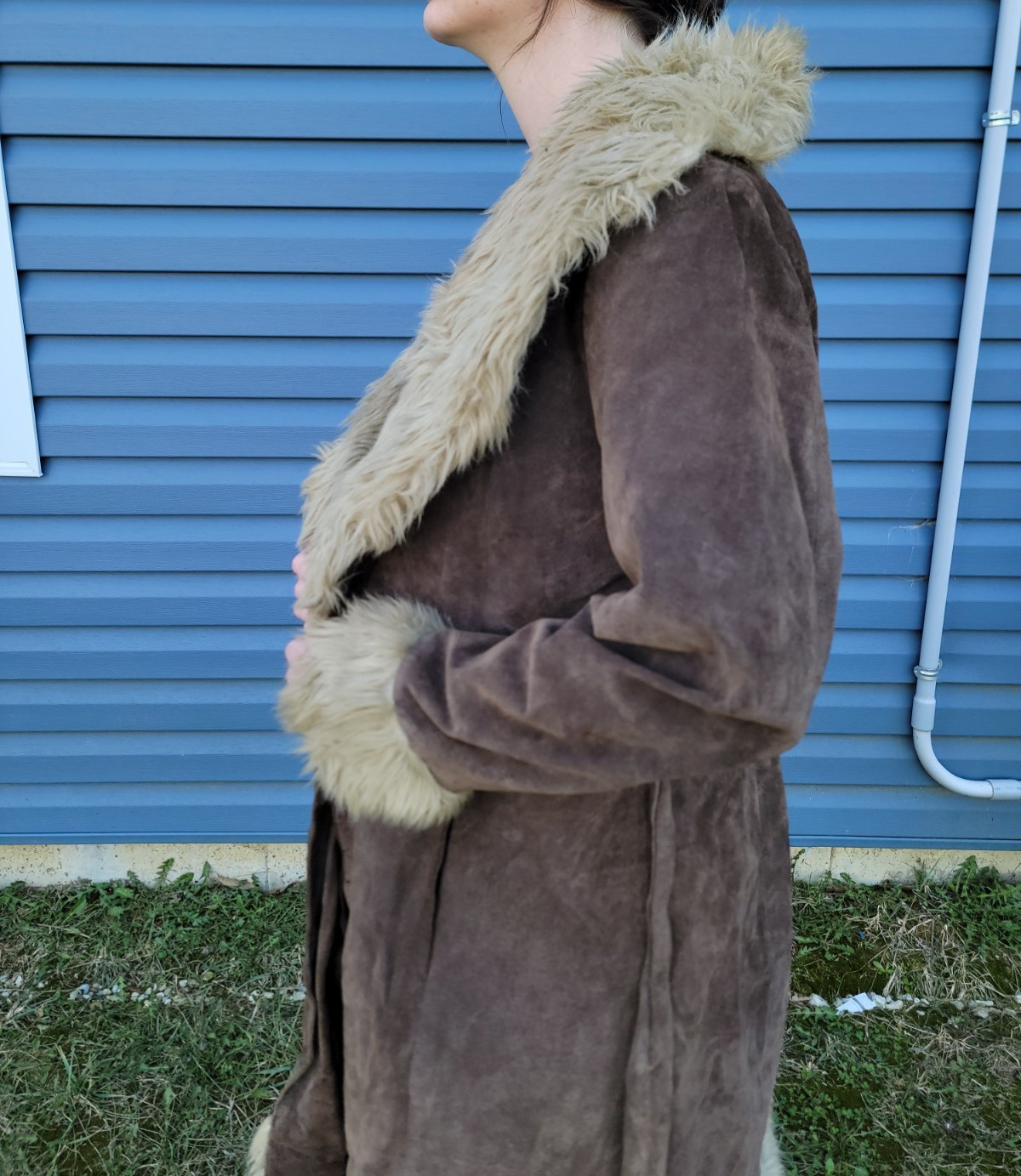 Vintage Penny Lane Coat Afghan Large Brown Hippie Boho Retro Y2K Faux Fur READ