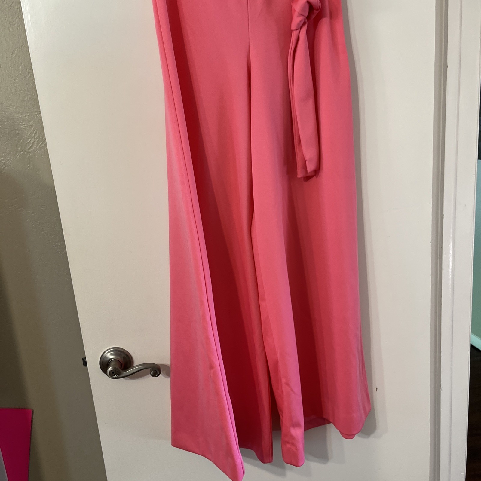 VTG AILEEN WOMEN 1970s POLYESTER Groovy Hot Pink Bell Bottom Pants w Belt Sz10