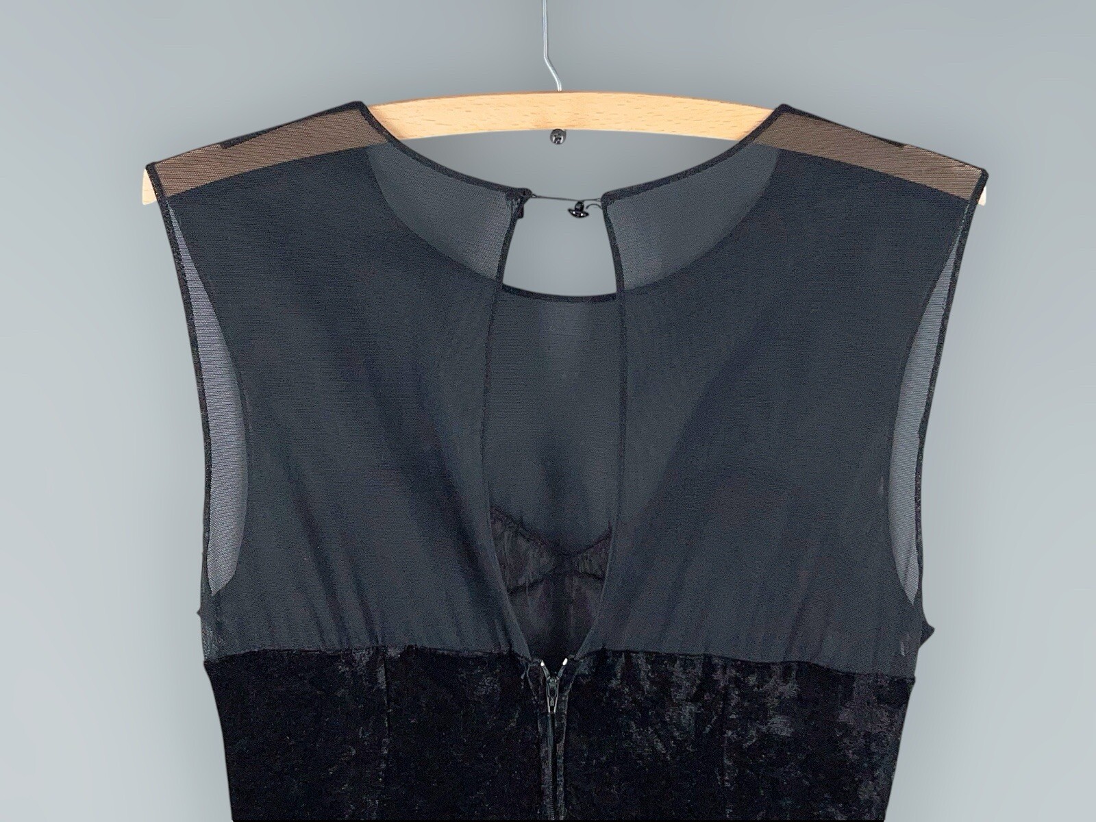 Vintage Black velvet Sheer Party Dress Size 8 GOTH Whimsigoth Grunge Moda Int’l