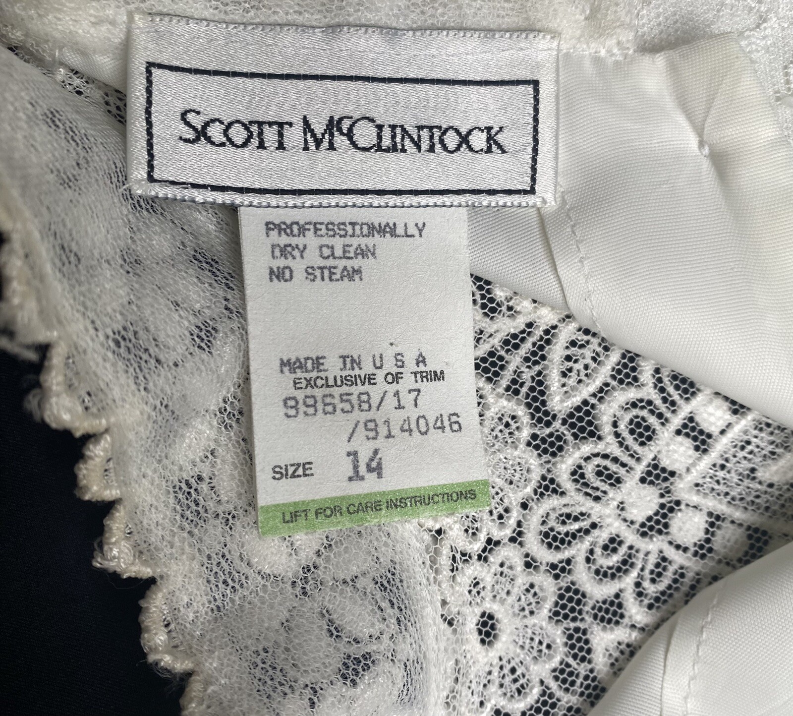 Vintage 80s Scott McClintock White Lace Victorian Blouse Sz 14 See Measurements