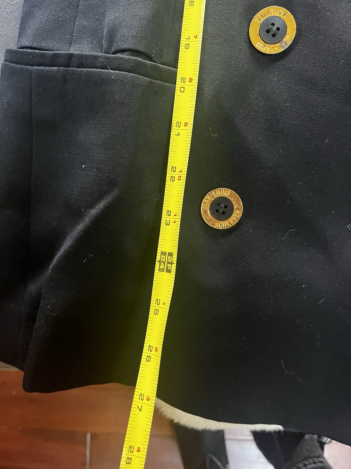 VTG Jean-Louis Scherrer Made In France Gold Button Minimalist Classic Blazer 42