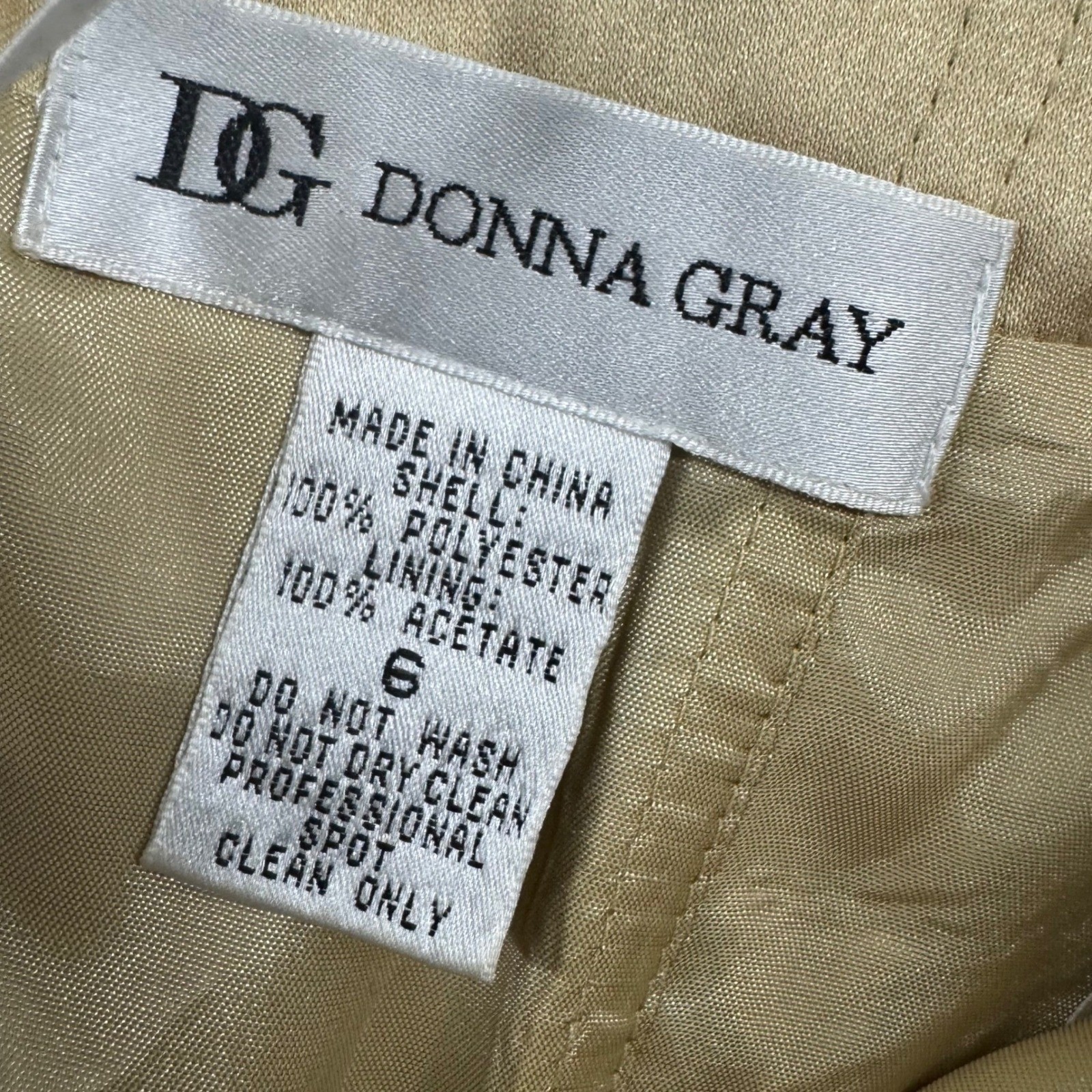 Donna Gray Gold Strapless Beaded Ball Gown S/6 Evening Formal Luxury VTG Satin
