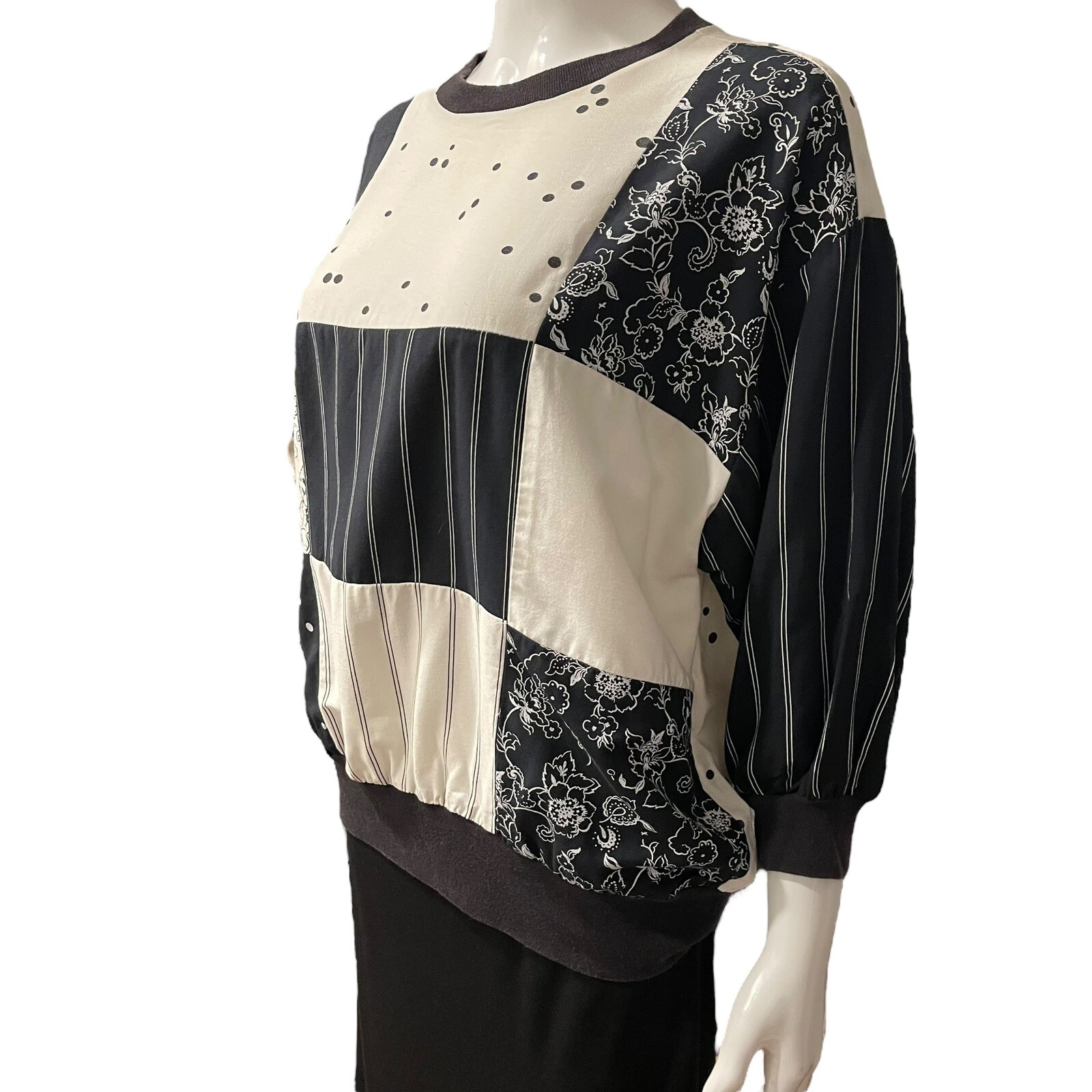 Vtg 1980s Nina St Claire Women’s M Pullover Top Shirt Button Jacket Cardigan