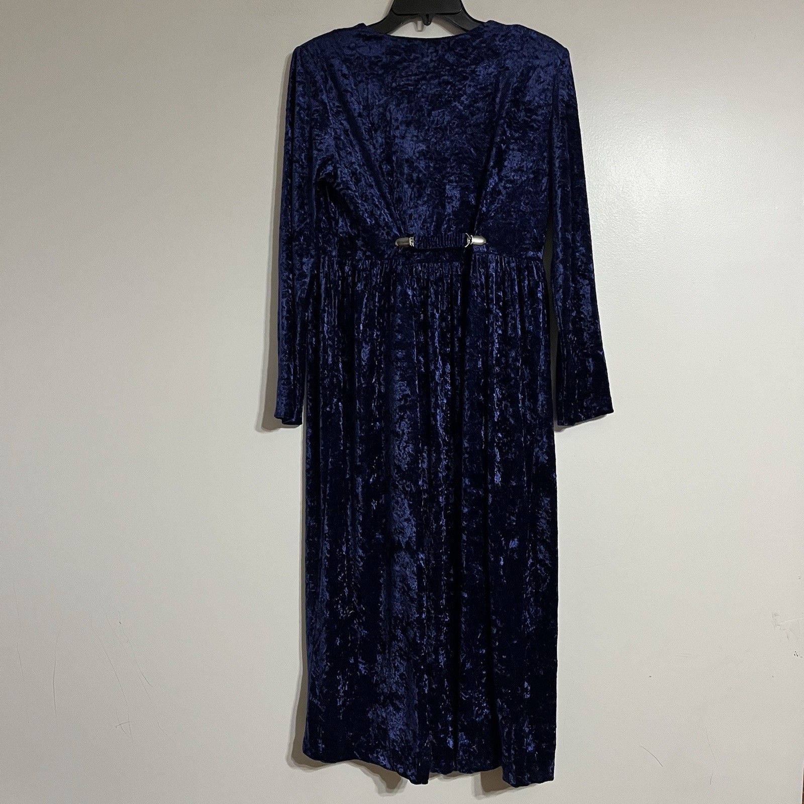 90s Vintage Molly Malloy Dress Women’s Size 8 Midi Length Blue Crushed Velvet
