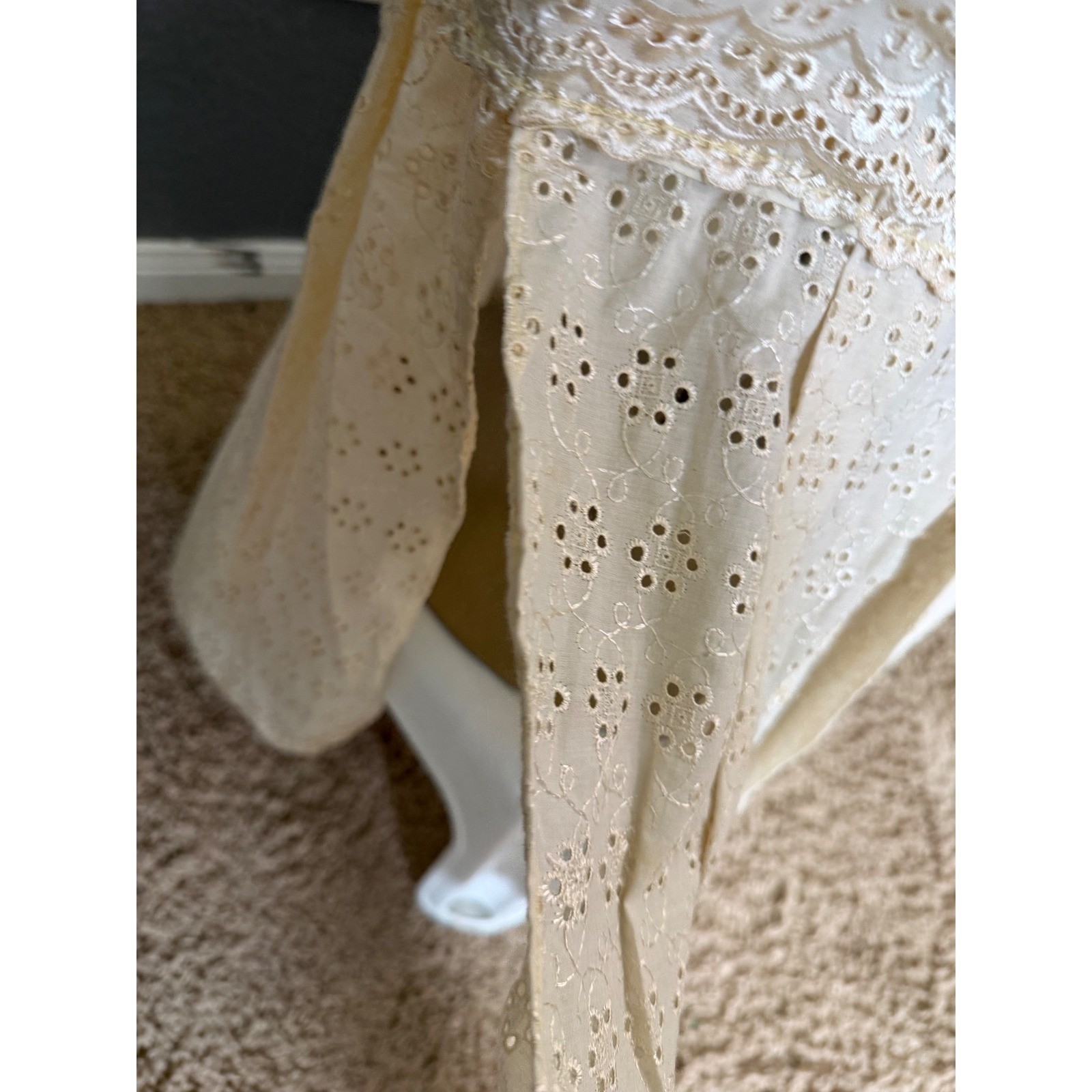 Handmade Eyelet Blouse / Maxi Skirt set XL? Boho Feminine Lace Romantic Cotton