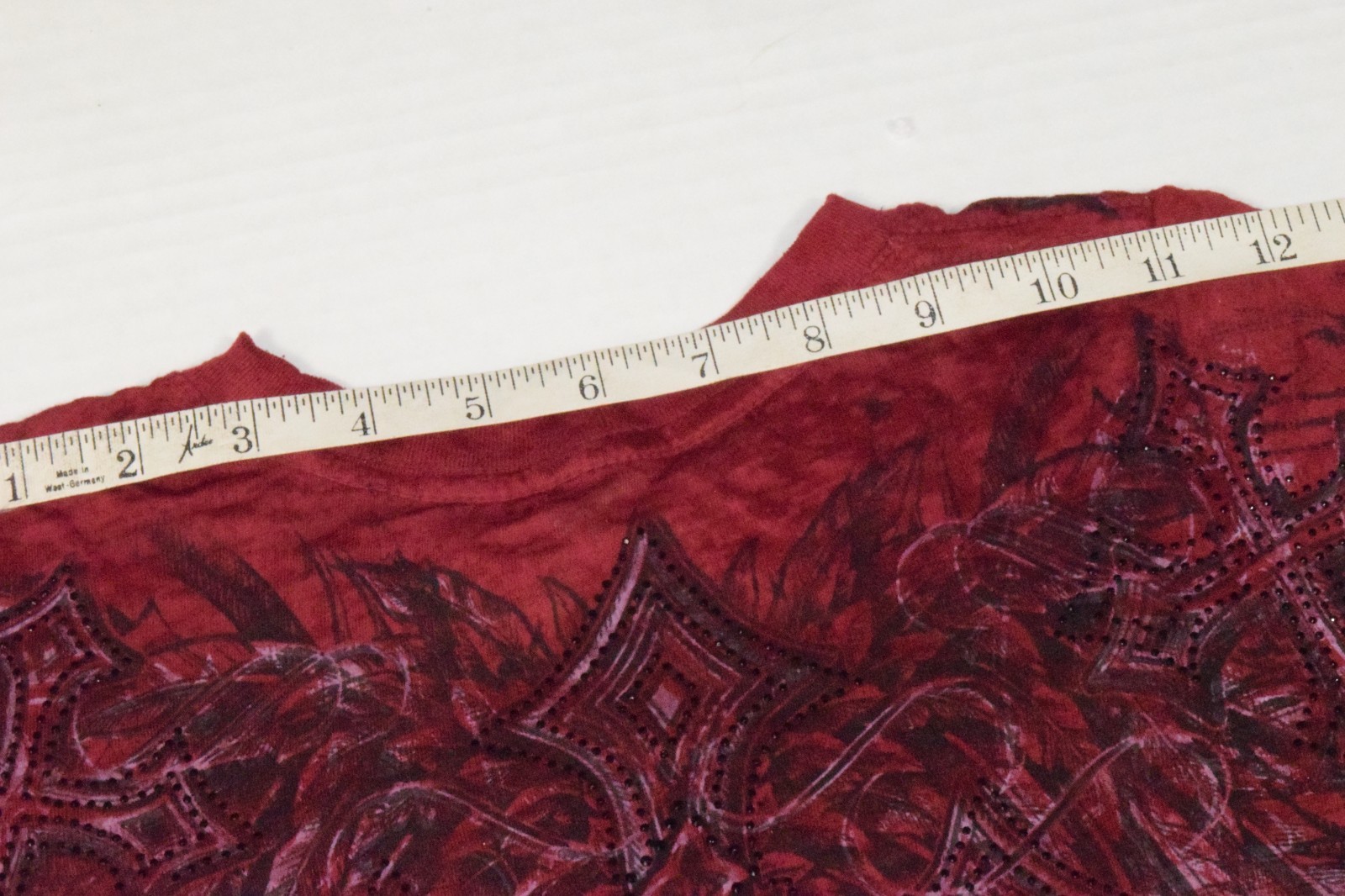 Vintage Affliction Priscilla Burnout Baby Tee Size XS Y2K Sangria Red Bling NWT